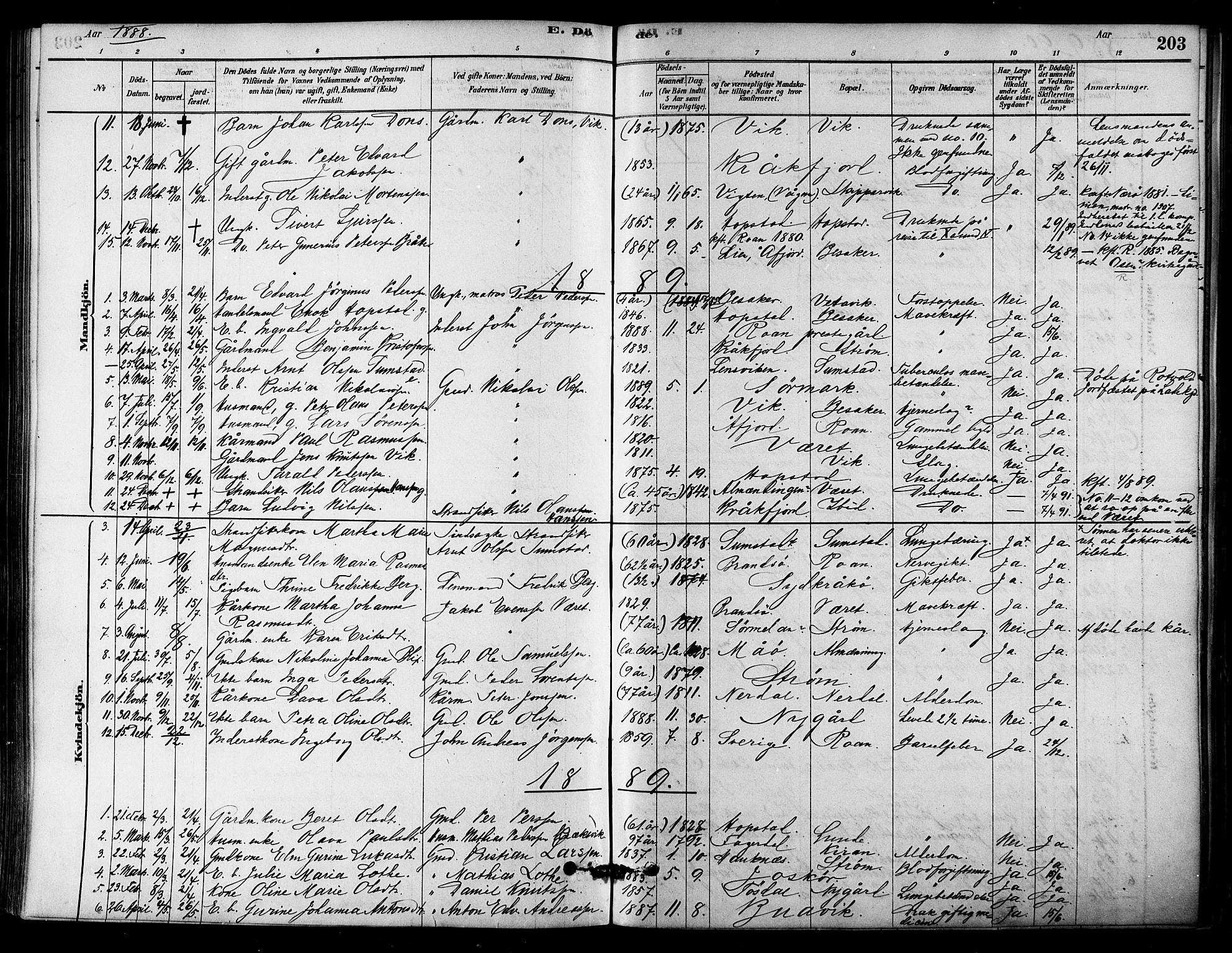 Ministerialprotokoller, klokkerbøker og fødselsregistre - Sør-Trøndelag, SAT/A-1456/657/L0707: Parish register (official) no. 657A08, 1879-1893, p. 203