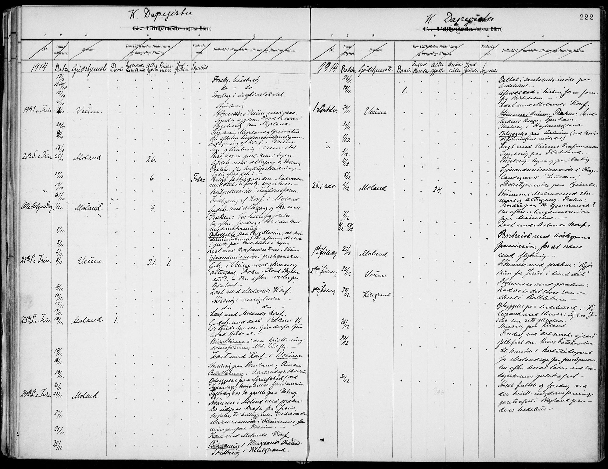 Fyresdal kirkebøker, AV/SAKO-A-263/F/Fa/L0007: Parish register (official) no. I 7, 1887-1914, p. 222