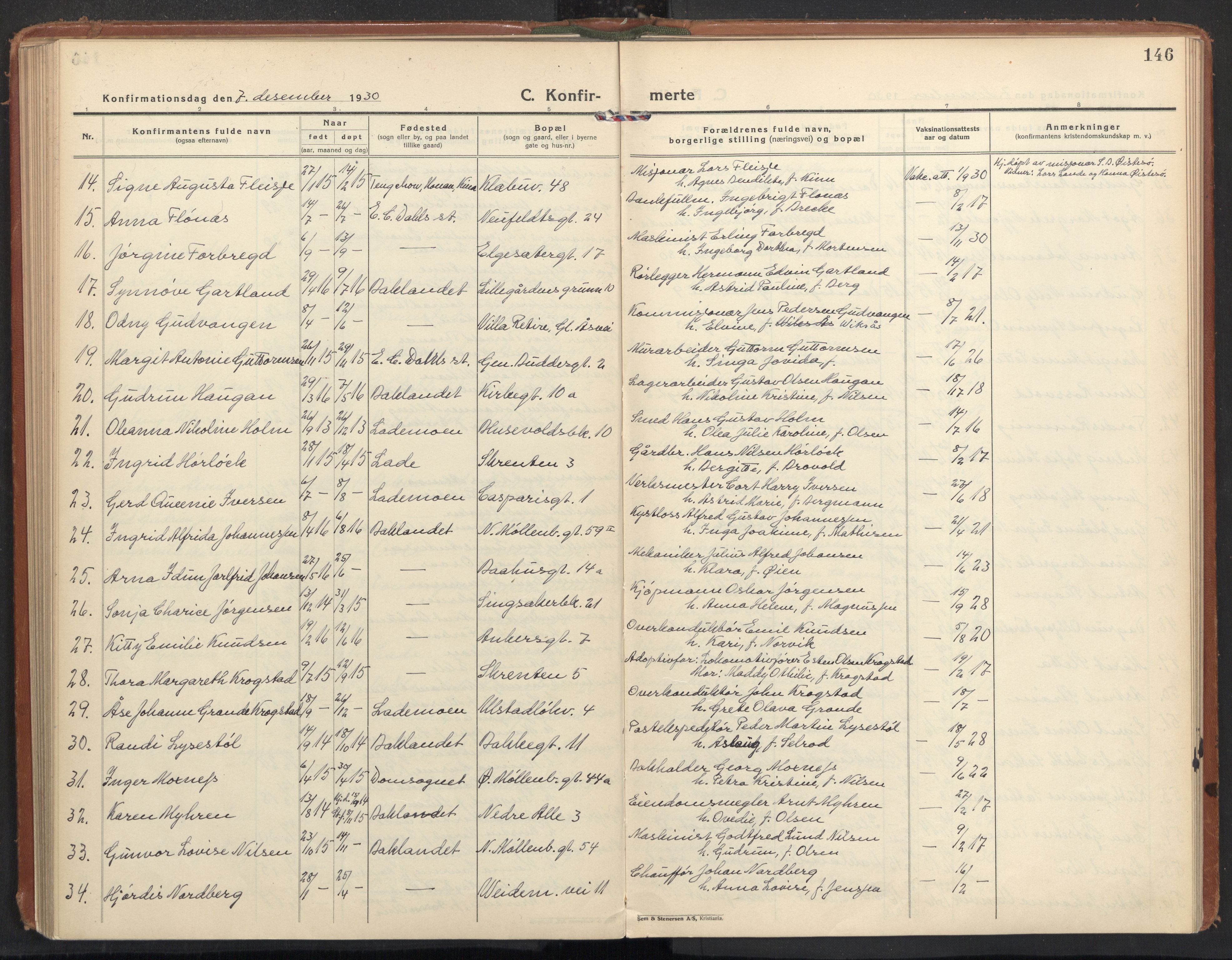 Ministerialprotokoller, klokkerbøker og fødselsregistre - Sør-Trøndelag, SAT/A-1456/604/L0208: Parish register (official) no. 604A28, 1923-1937, p. 146