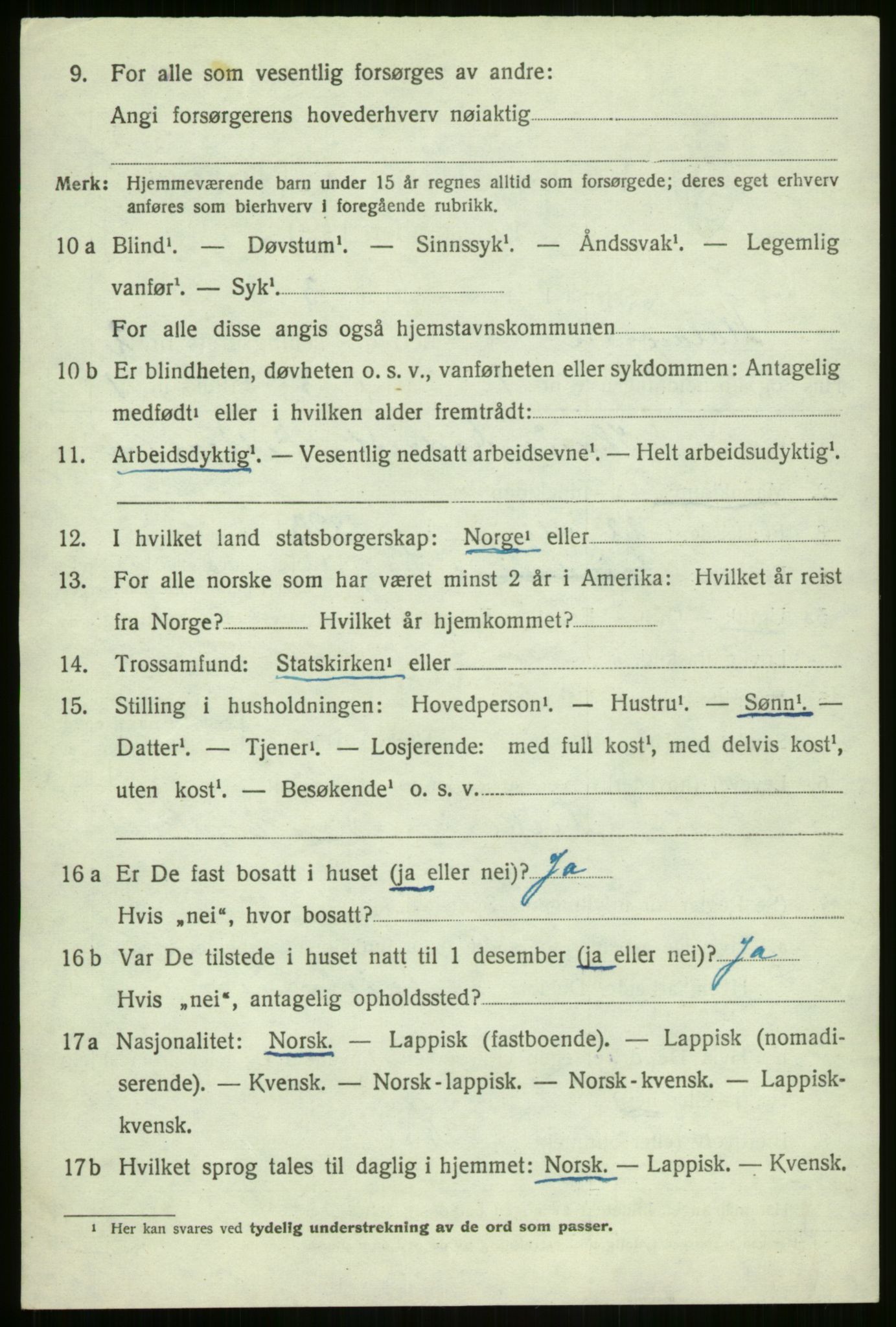 SATØ, 1920 census for Malangen, 1920, p. 818