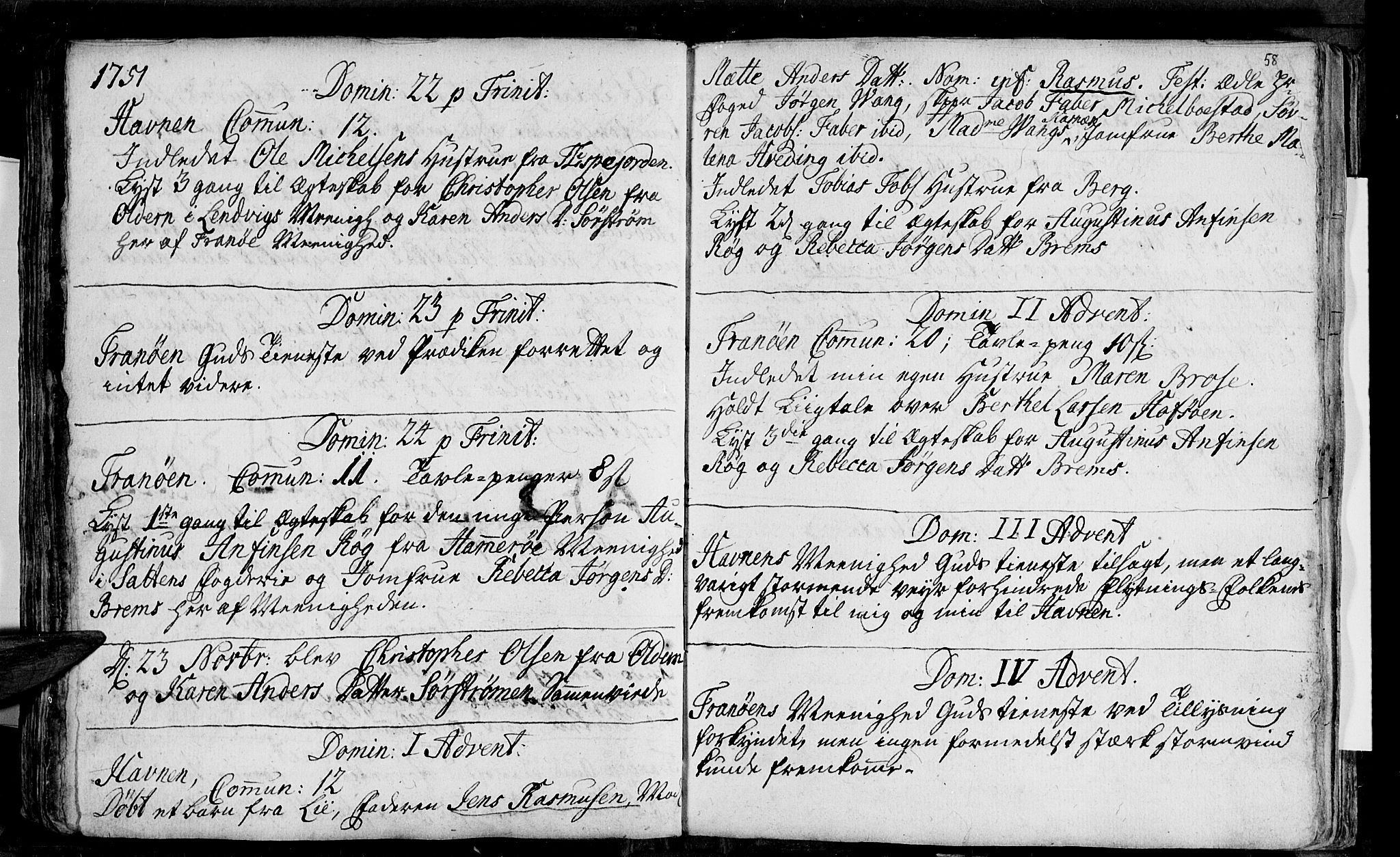 Ibestad sokneprestembete, SATØ/S-0077/H/Ha/Haa/L0001kirke: Parish register (official) no. 1, 1744-1757, p. 58