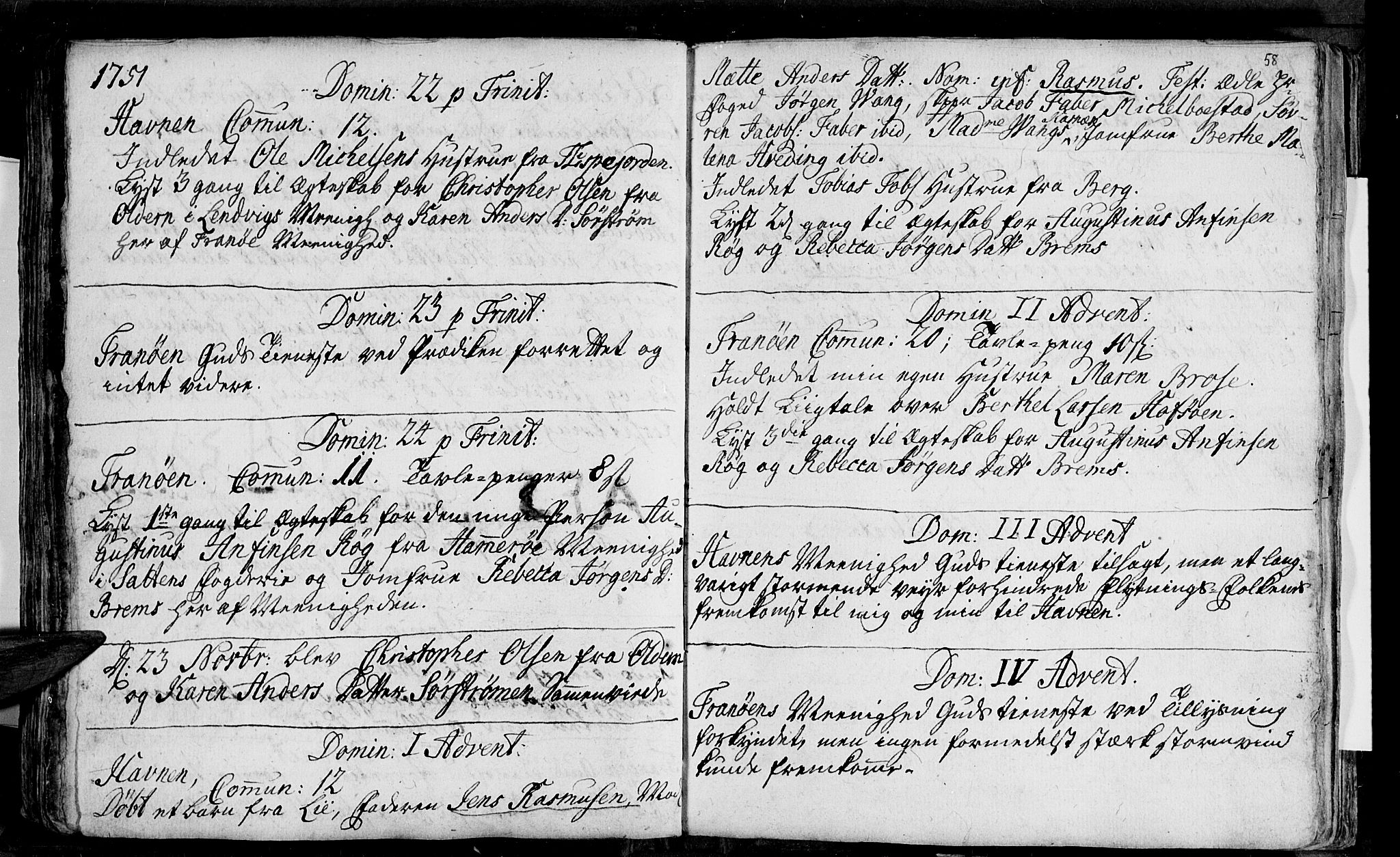 Ibestad sokneprestembete, AV/SATØ-S-0077/H/Ha/Haa/L0001kirke: Parish register (official) no. 1, 1744-1757, p. 58