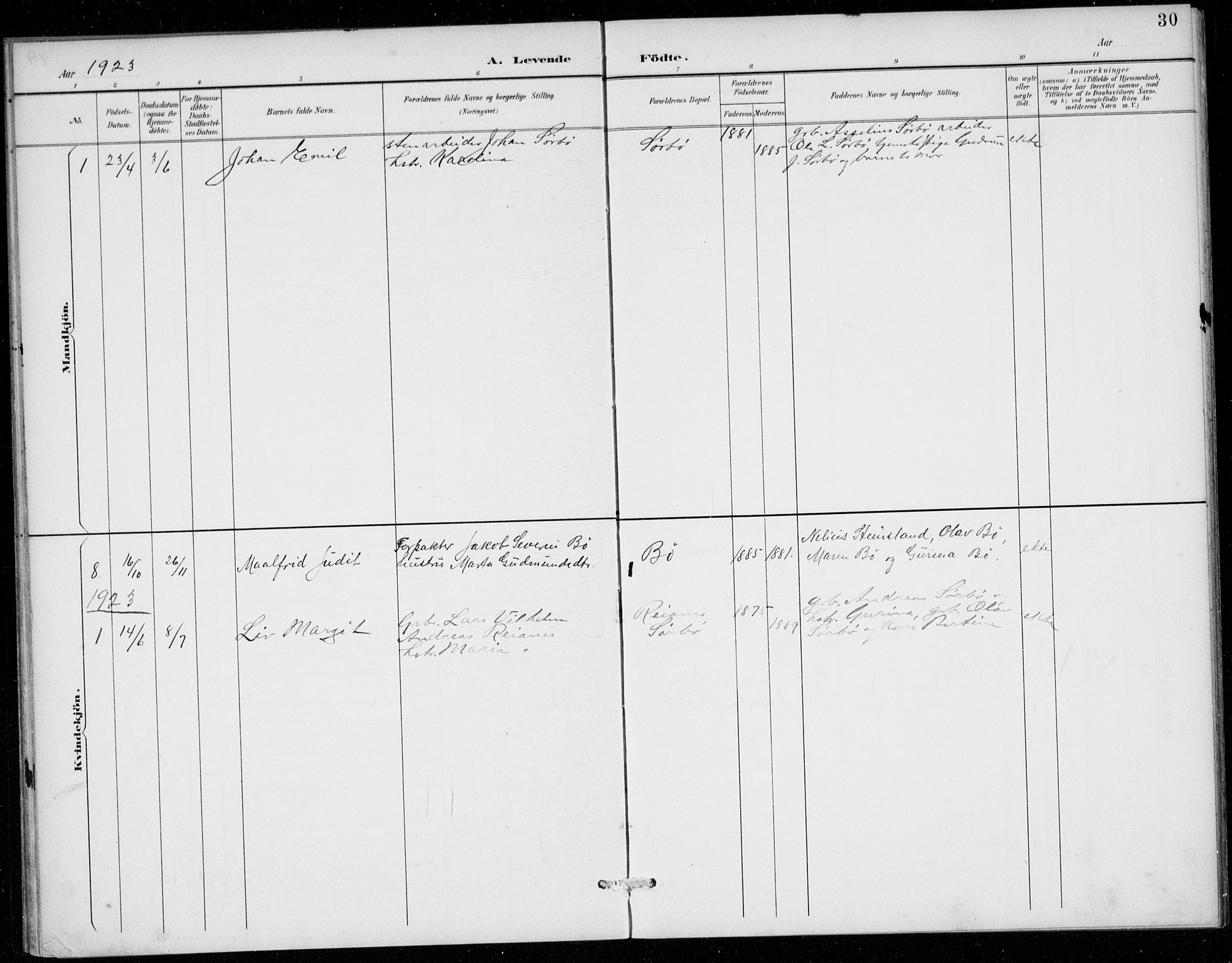 Rennesøy sokneprestkontor, SAST/A -101827/H/Ha/Haa/L0016: Parish register (official) no. A 16, 1891-1924, p. 30