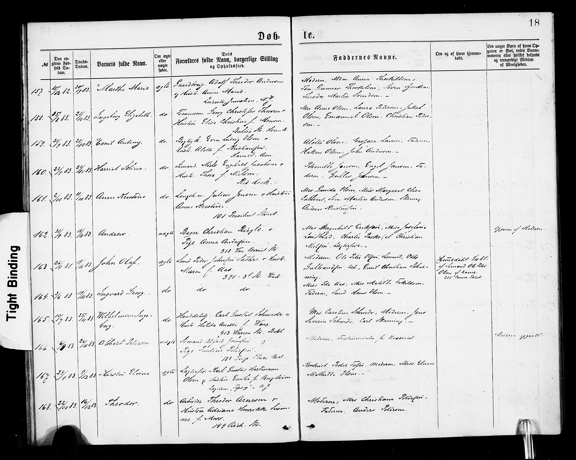 Den norske sjømannsmisjon i utlandet/New York, SAB/SAB/PA-0110/H/Ha/L0001: Parish register (official) no. A 1, 1878-1885, p. 18
