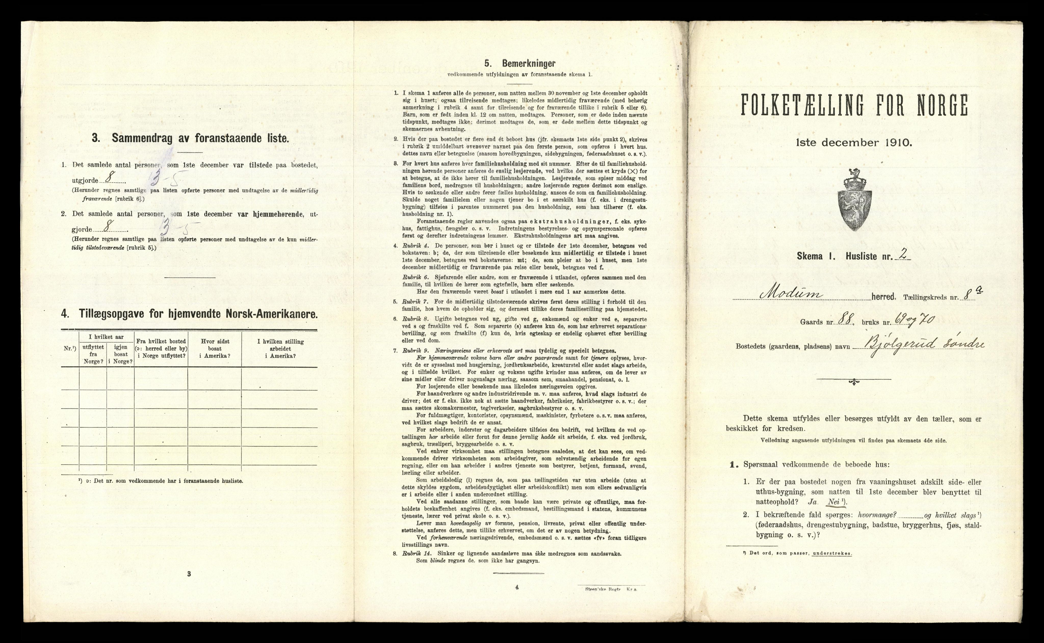 RA, 1910 census for Modum, 1910, p. 1170
