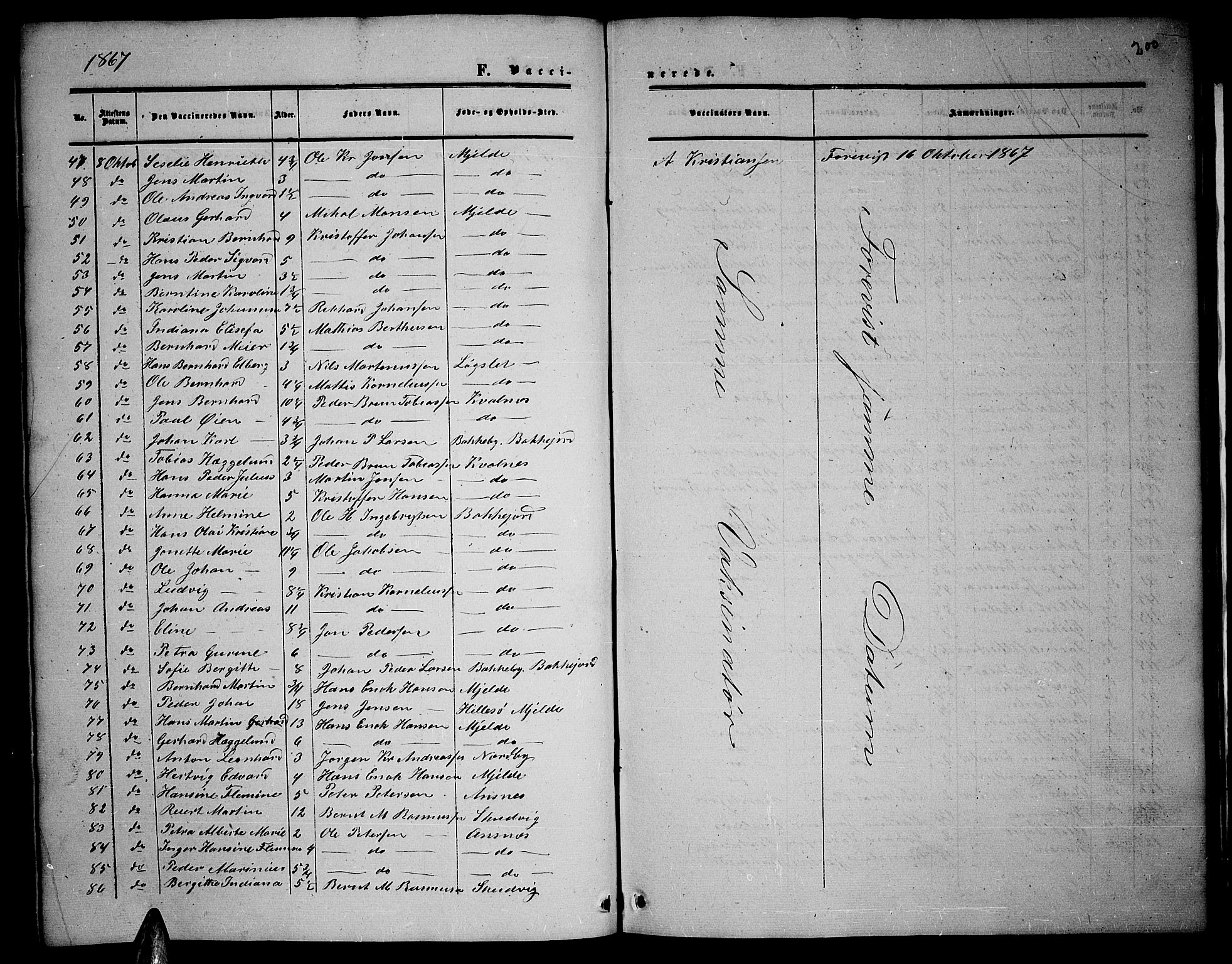 Balsfjord sokneprestembete, SATØ/S-1303/G/Ga/L0001klokker: Parish register (copy) no. 1, 1856-1869, p. 200