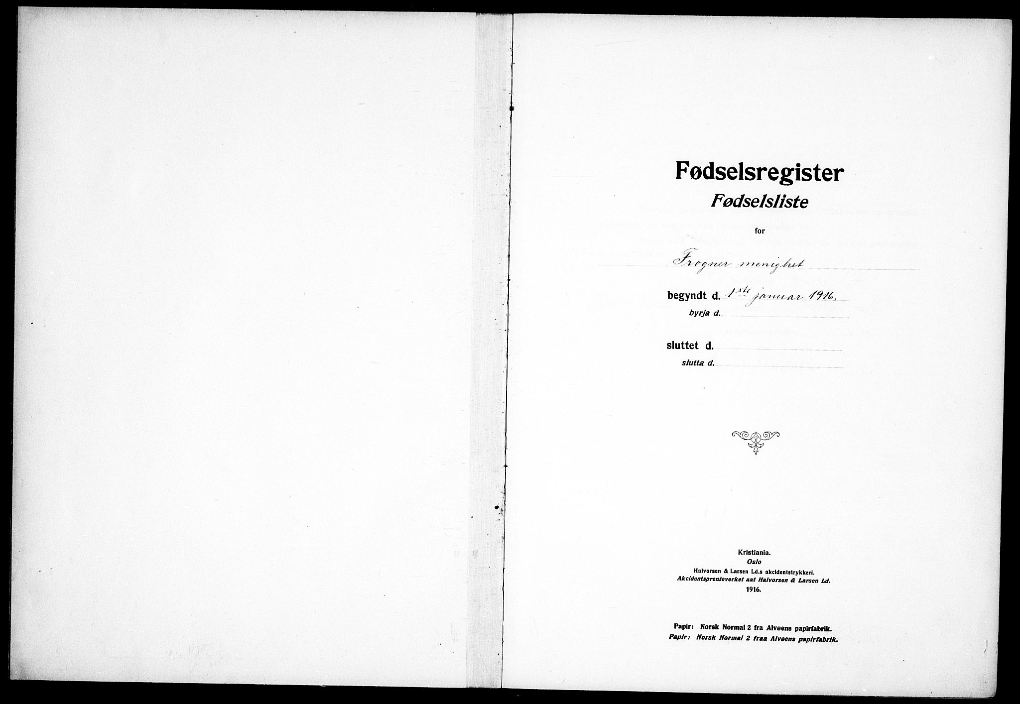 Frogner prestekontor Kirkebøker, AV/SAO-A-10886/J/Ja/L0001: Birth register no. 1, 1916-1927