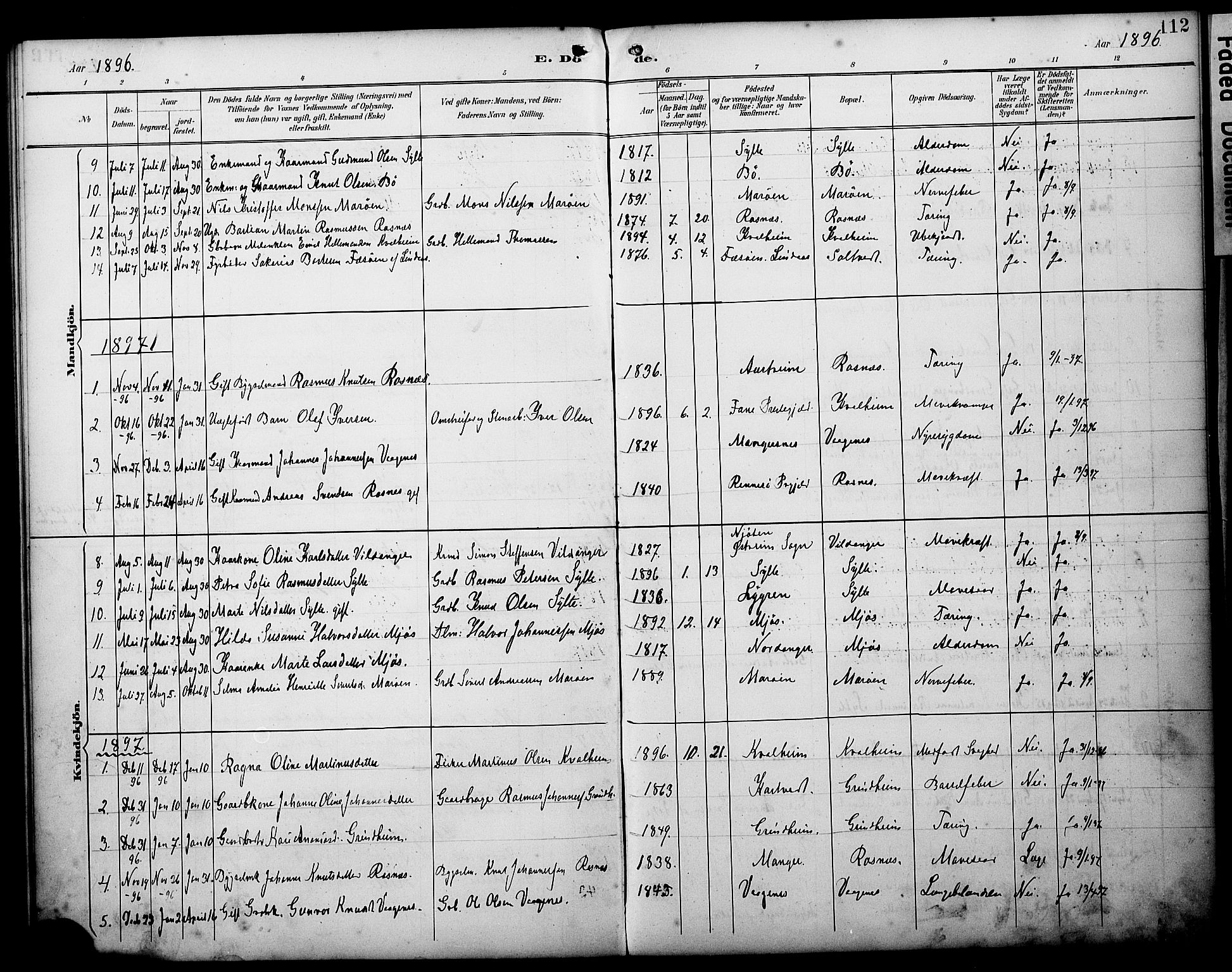 Manger sokneprestembete, AV/SAB-A-76801/H/Haa: Parish register (official) no. C 2, 1891-1902, p. 112