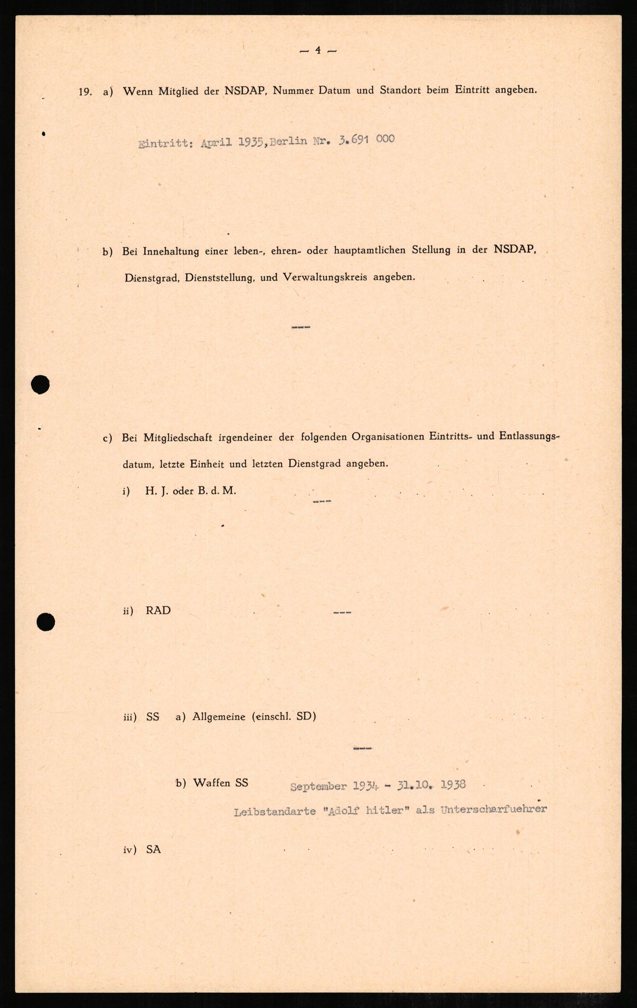 Forsvaret, Forsvarets overkommando II, AV/RA-RAFA-3915/D/Db/L0006: CI Questionaires. Tyske okkupasjonsstyrker i Norge. Tyskere., 1945-1946, p. 95