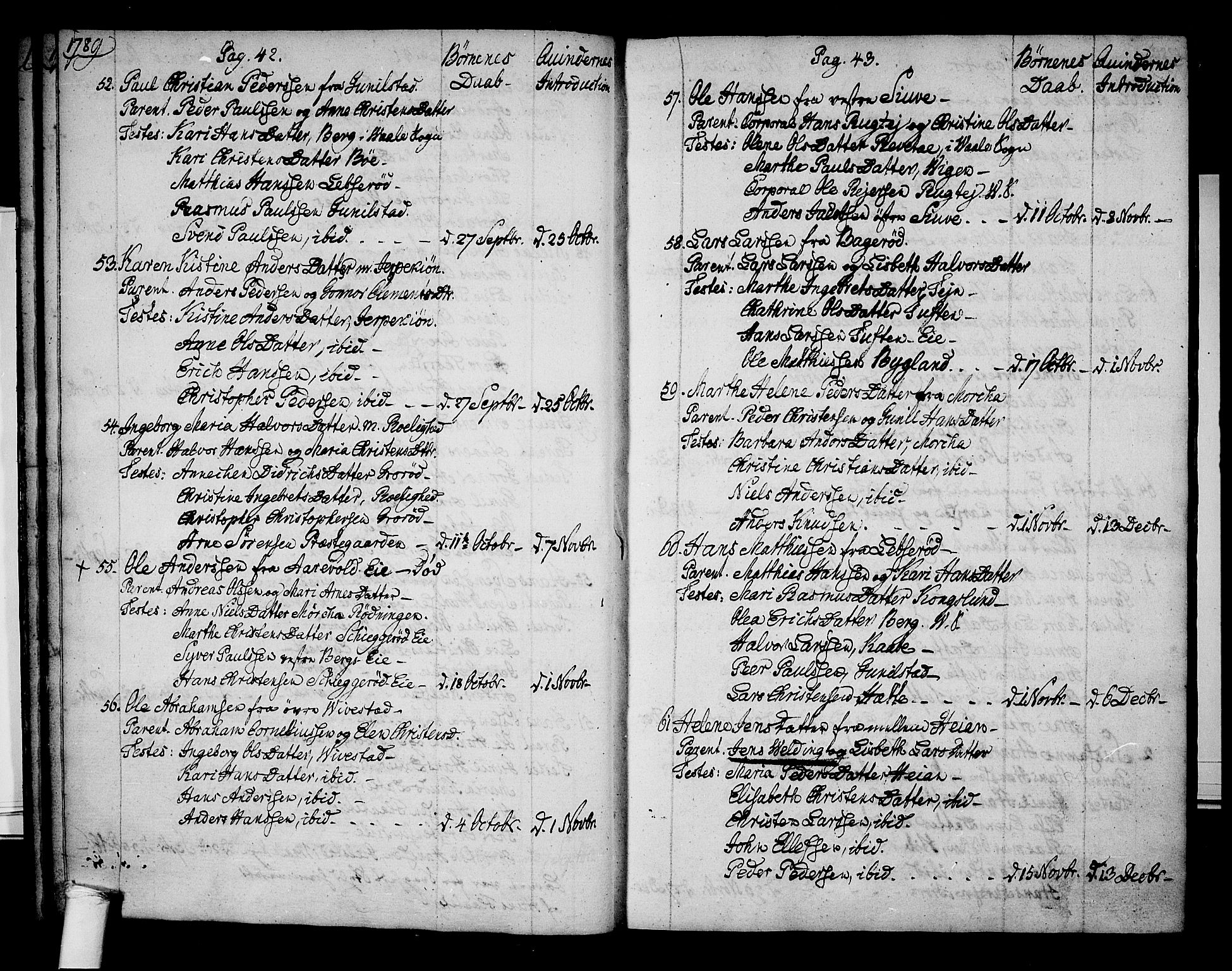 Ramnes kirkebøker, AV/SAKO-A-314/F/Fa/L0002: Parish register (official) no. I 2, 1773-1790, p. 42-43