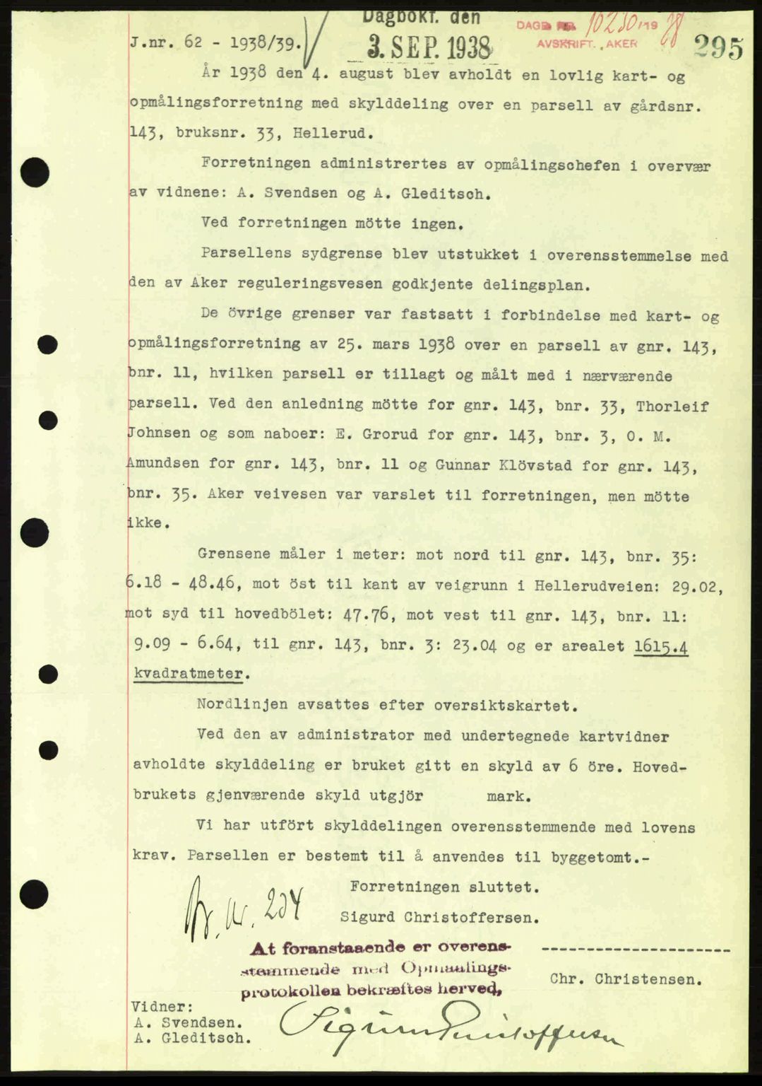 Aker herredsskriveri, SAO/A-10896/G/Gb/Gba/Gbab/L0025: Mortgage book no. A154-155, 1938-1938, Diary no: : 10230/1938