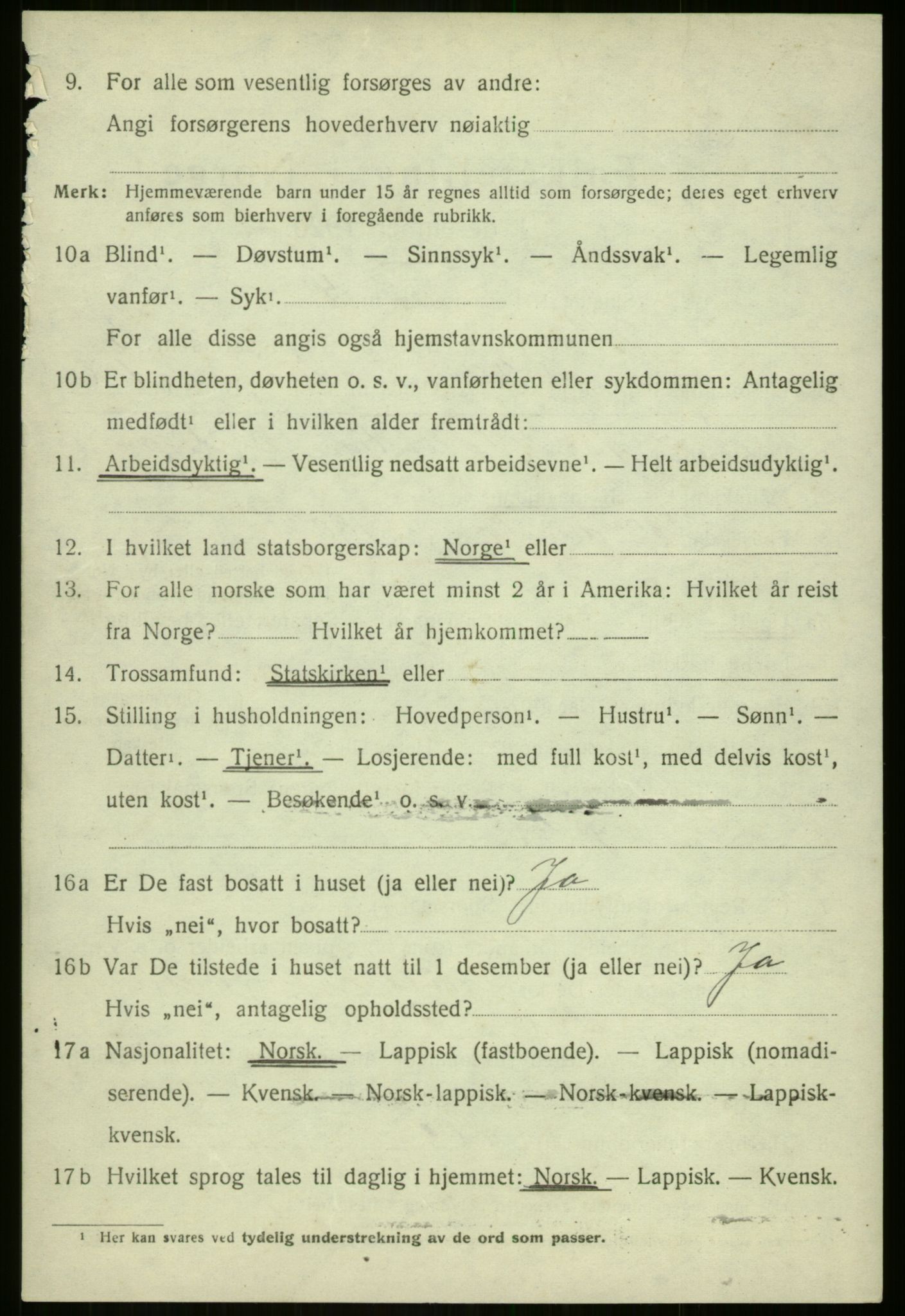 SATØ, 1920 census for Berg, 1920, p. 2052