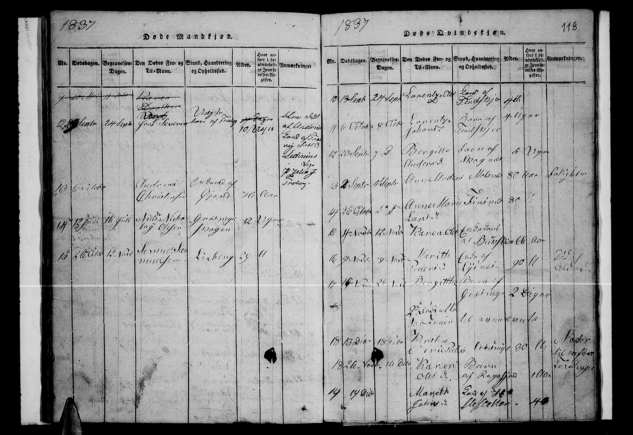 Lenvik sokneprestembete, AV/SATØ-S-1310/H/Ha/Hab/L0001klokker: Parish register (copy) no. 1, 1822-1837, p. 118