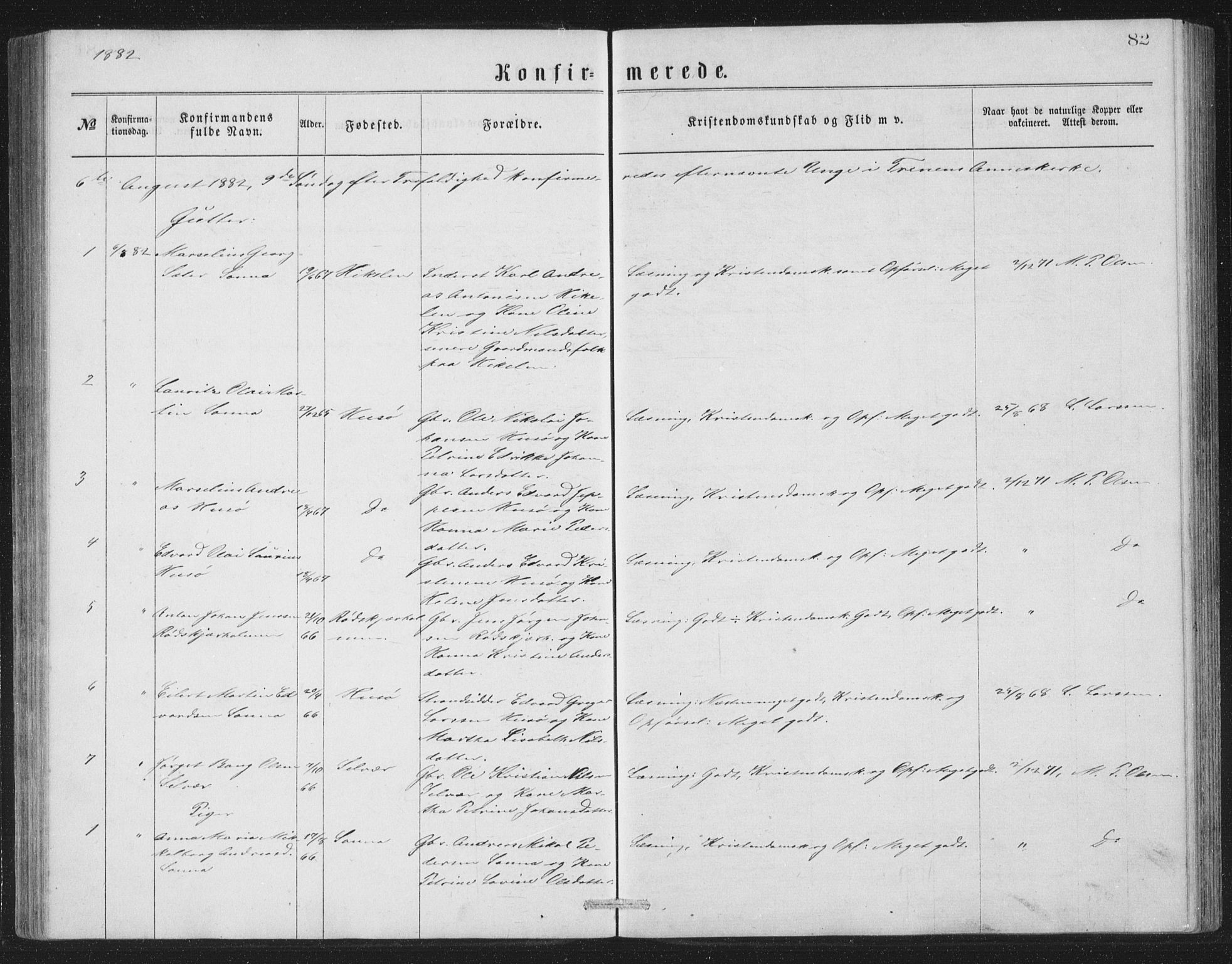 Ministerialprotokoller, klokkerbøker og fødselsregistre - Nordland, AV/SAT-A-1459/840/L0582: Parish register (copy) no. 840C02, 1874-1900, p. 82