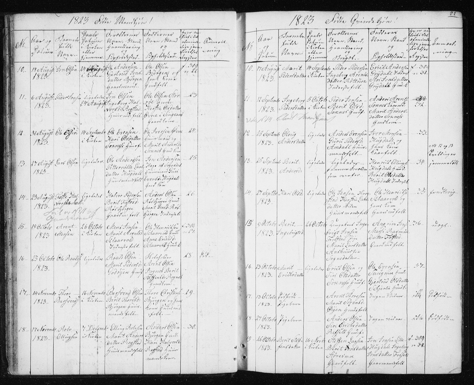 Ministerialprotokoller, klokkerbøker og fødselsregistre - Sør-Trøndelag, AV/SAT-A-1456/687/L1017: Parish register (copy) no. 687C01, 1816-1837, p. 22