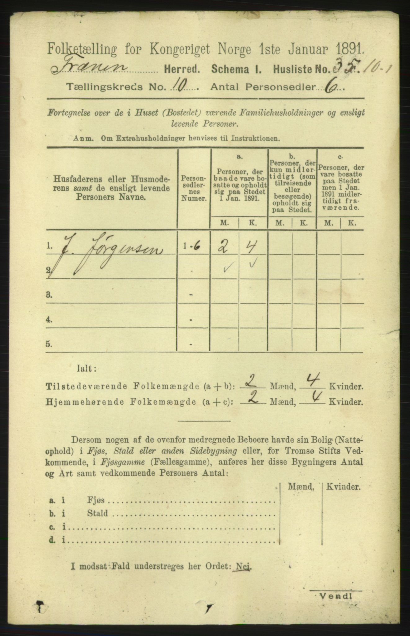 RA, 1891 census for 1548 Fræna, 1891, p. 3081