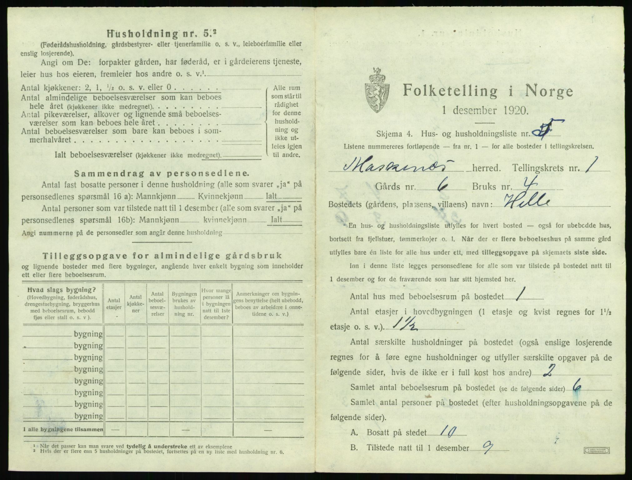 SAT, 1920 census for Moskenes, 1920, p. 30