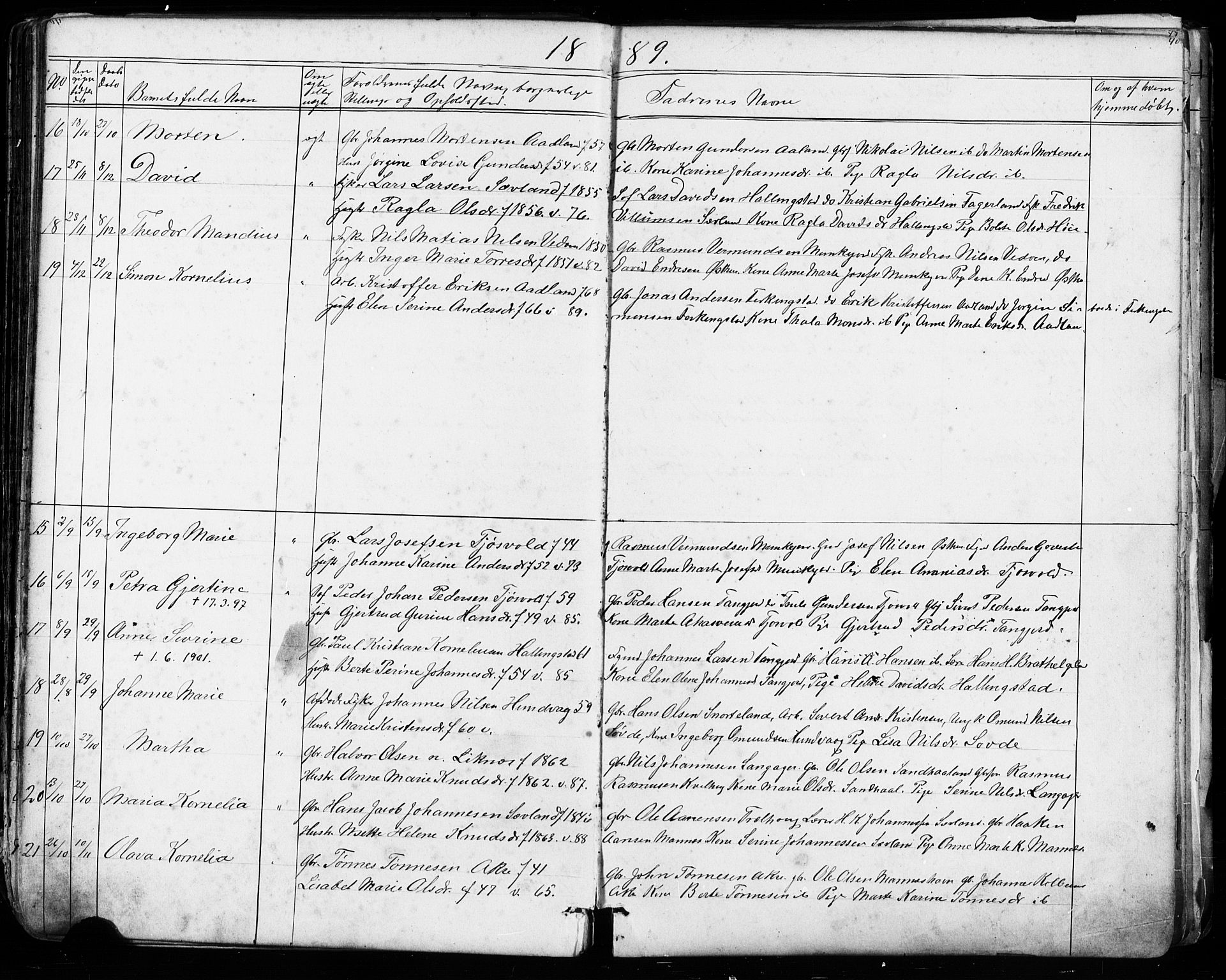 Kopervik sokneprestkontor, AV/SAST-A-101850/H/Ha/Hab/L0002: Parish register (copy) no. B 2, 1881-1905, p. 40