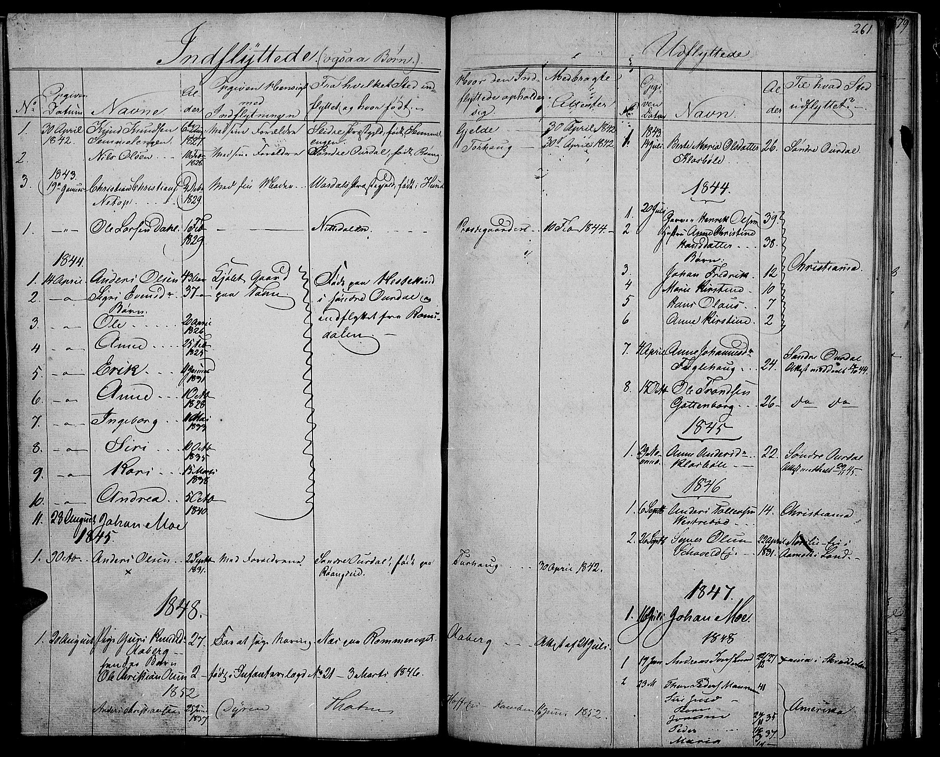 Nord-Aurdal prestekontor, SAH/PREST-132/H/Ha/Hab/L0002: Parish register (copy) no. 2, 1842-1877, p. 261