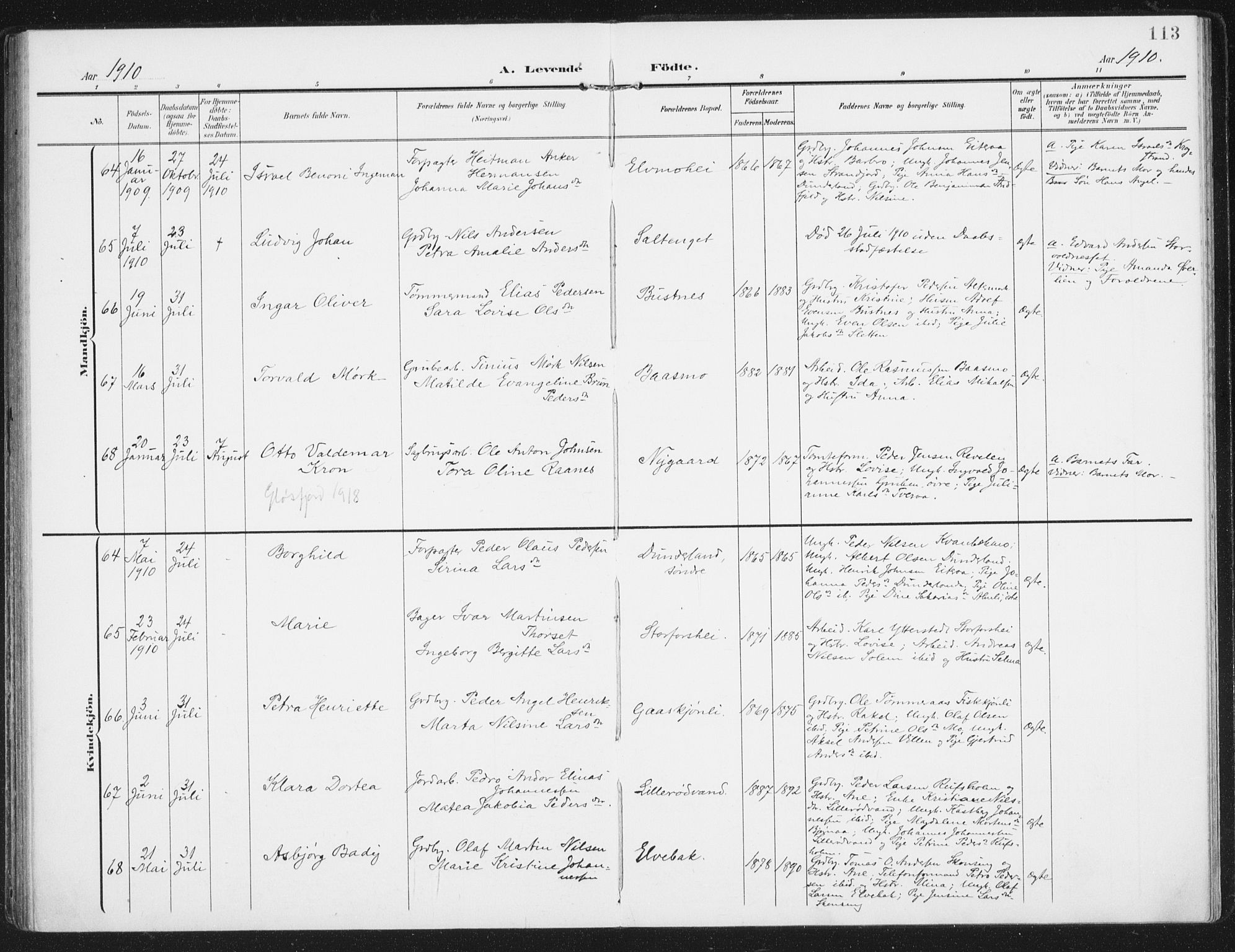 Ministerialprotokoller, klokkerbøker og fødselsregistre - Nordland, AV/SAT-A-1459/827/L0402: Parish register (official) no. 827A14, 1903-1912, p. 113