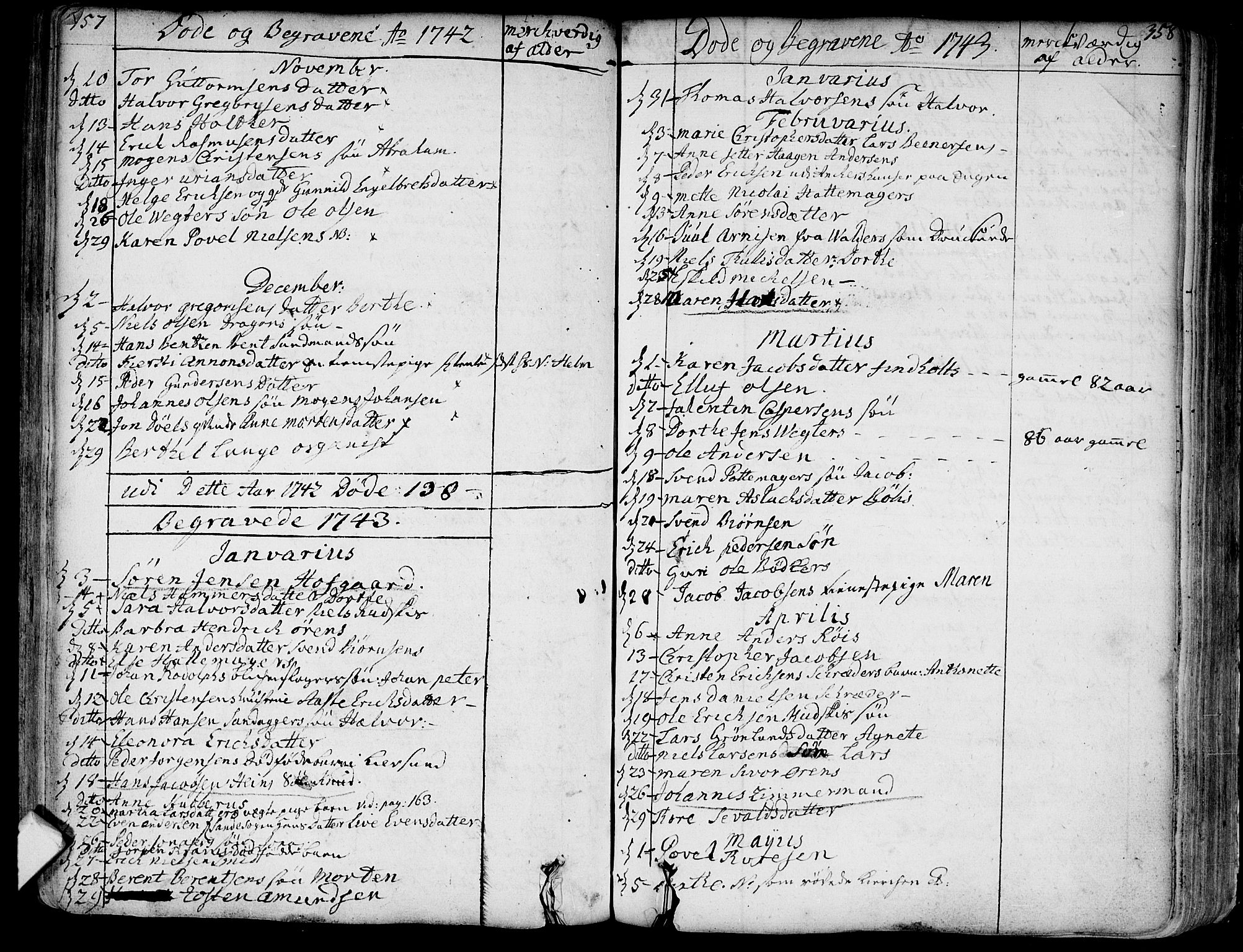 Bragernes kirkebøker, AV/SAKO-A-6/F/Fa/L0004: Parish register (official) no. I 4, 1734-1759, p. 357-358