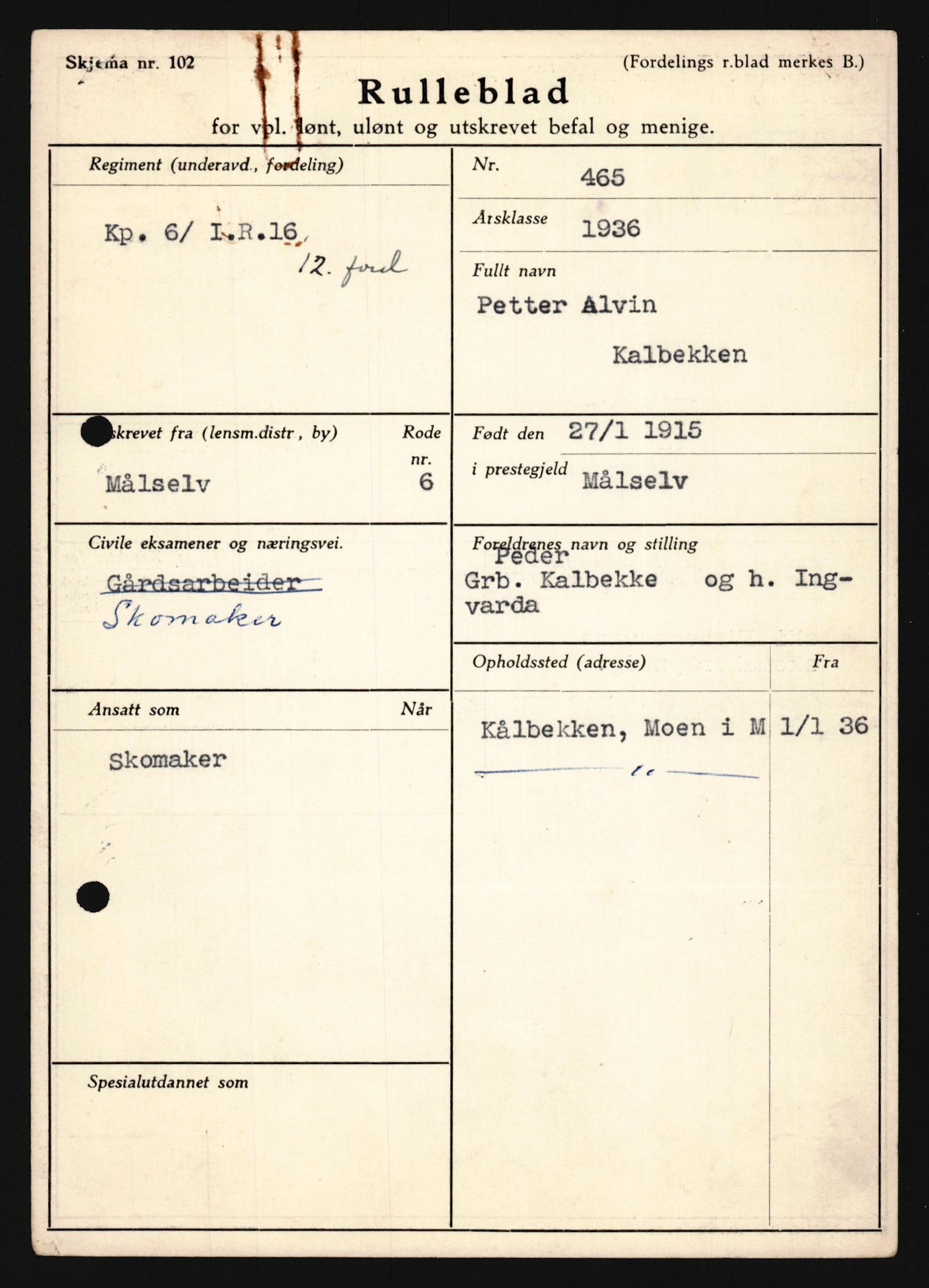 Forsvaret, Troms infanteriregiment nr. 16, AV/RA-RAFA-3146/P/Pa/L0020: Rulleblad for regimentets menige mannskaper, årsklasse 1936, 1936, p. 681