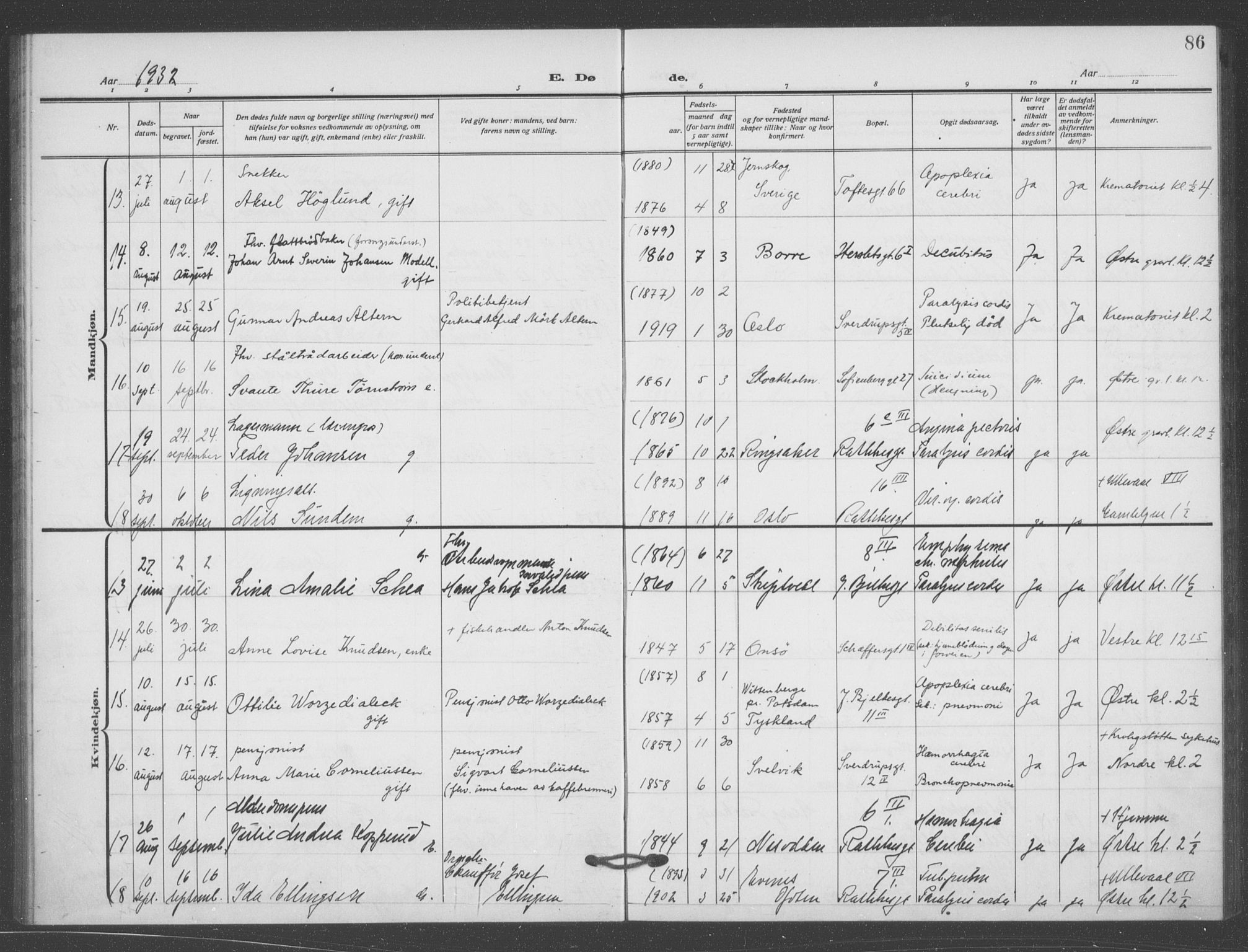 Matteus prestekontor Kirkebøker, AV/SAO-A-10870/F/Fa/L0004: Parish register (official) no. 4, 1917-1938, p. 86