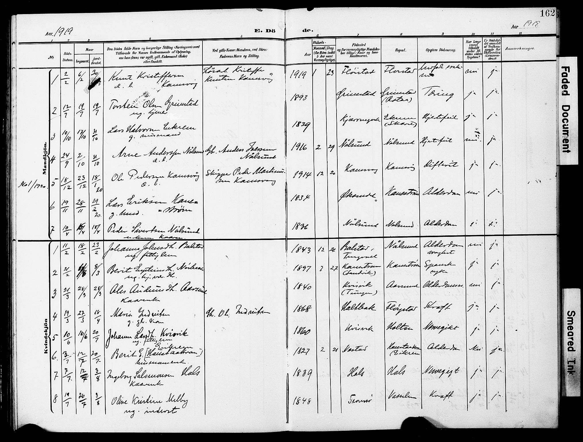 Ministerialprotokoller, klokkerbøker og fødselsregistre - Møre og Romsdal, AV/SAT-A-1454/587/L1001: Parish register (copy) no. 587C01, 1906-1927, p. 162