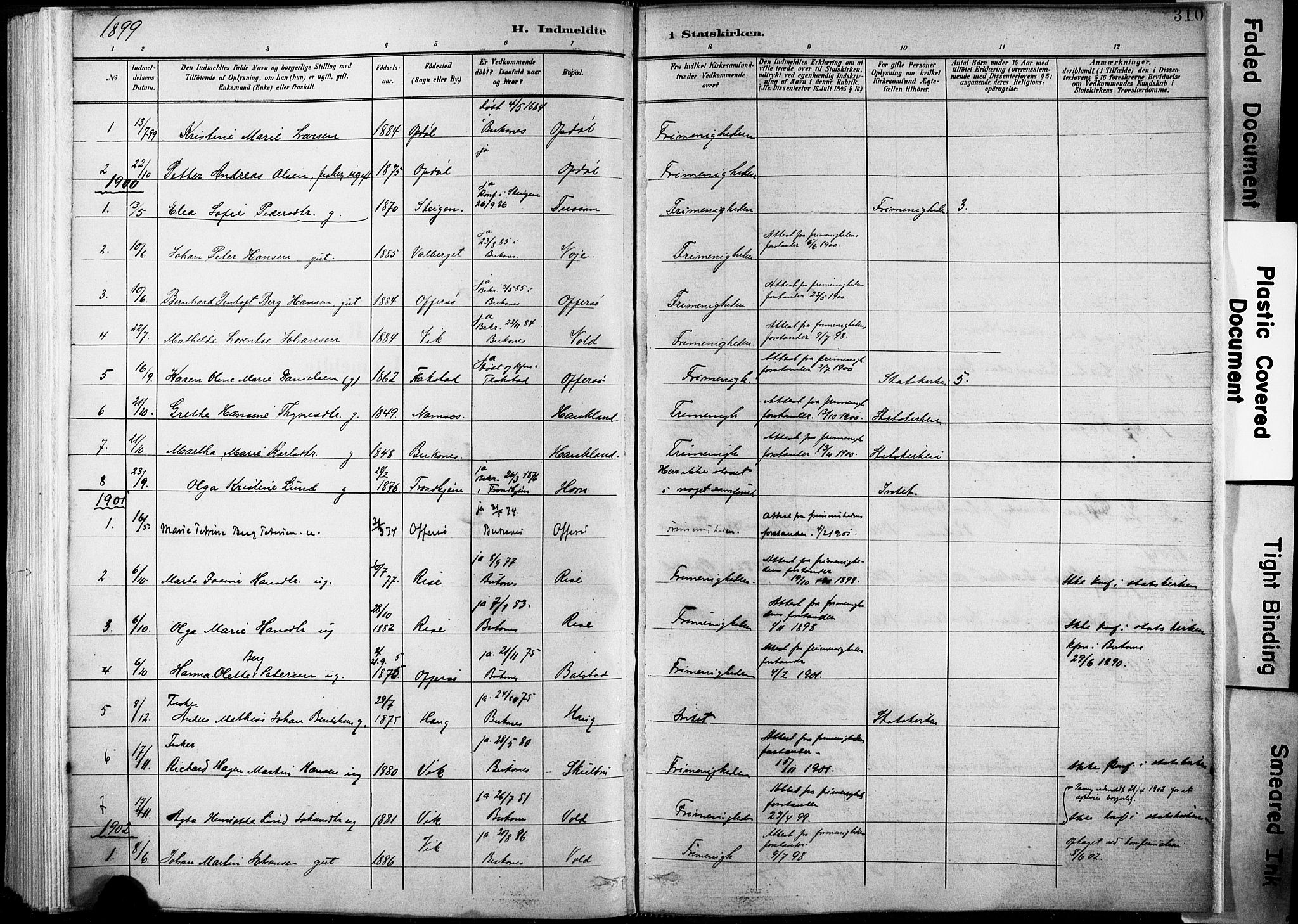 Ministerialprotokoller, klokkerbøker og fødselsregistre - Nordland, AV/SAT-A-1459/881/L1151: Parish register (official) no. 881A04, 1899-1907, p. 310