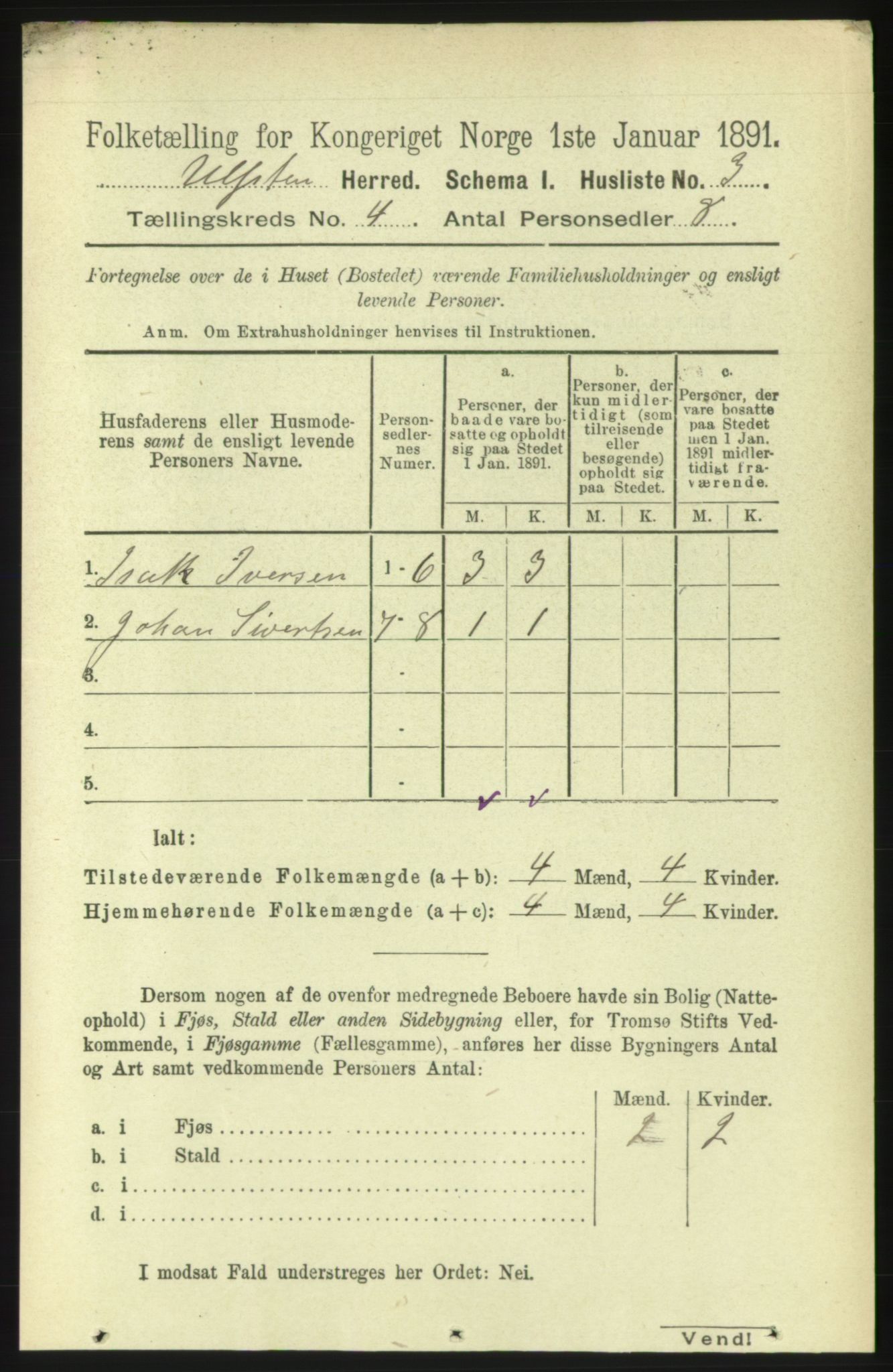 RA, 1891 census for 1516 Ulstein, 1891, p. 983