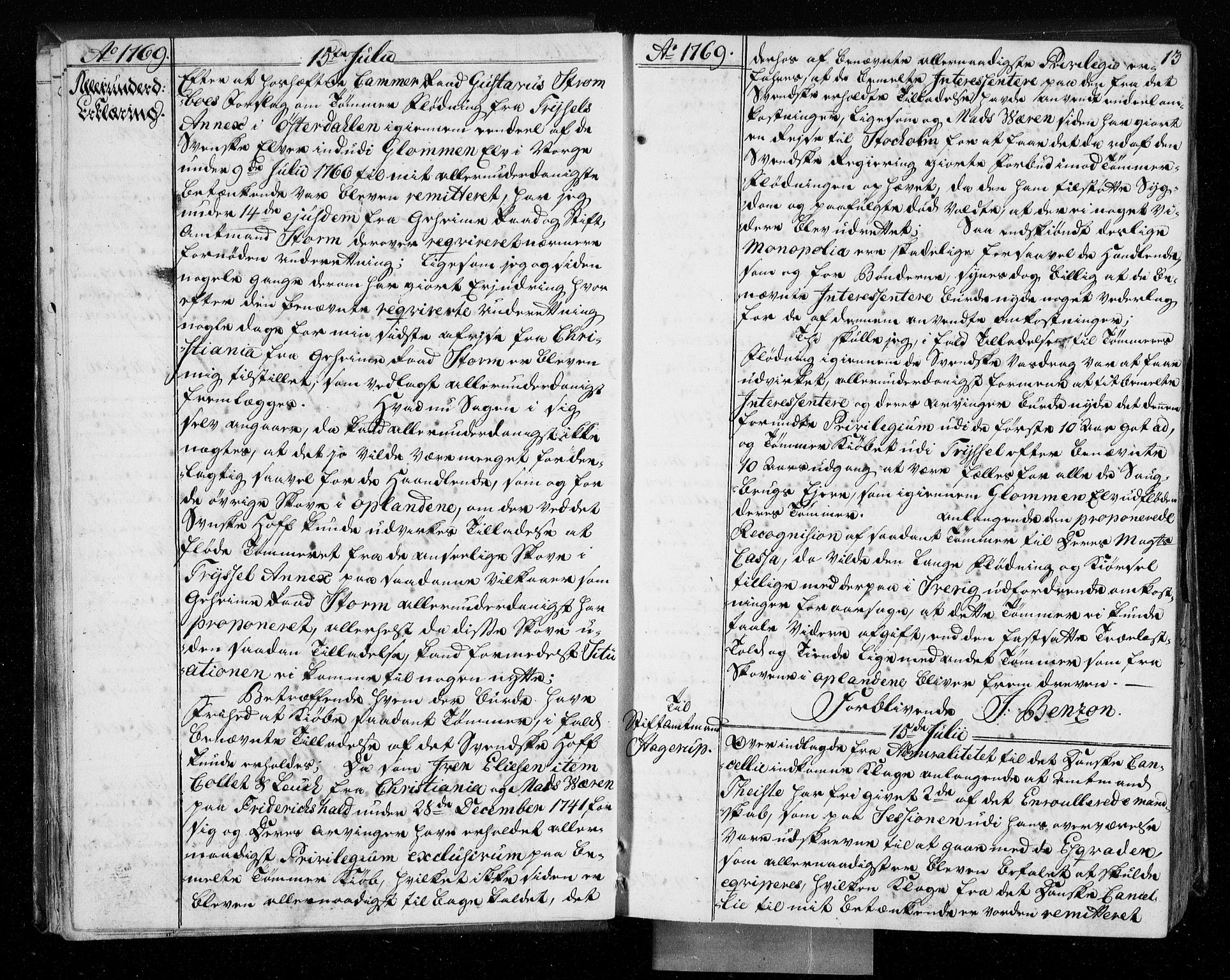 Stattholderembetet 1572-1771, AV/RA-EA-2870/Bf/L0008: Stattholderprotokoll (allmenn kopibok), 1769-1770, p. 12b-13a