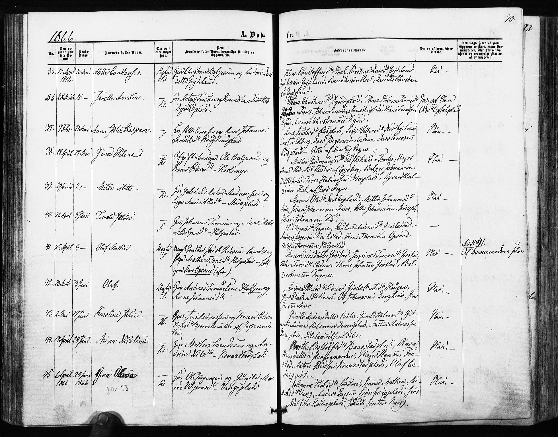 Kråkstad prestekontor Kirkebøker, AV/SAO-A-10125a/F/Fa/L0007: Parish register (official) no. I 7, 1858-1870, p. 70
