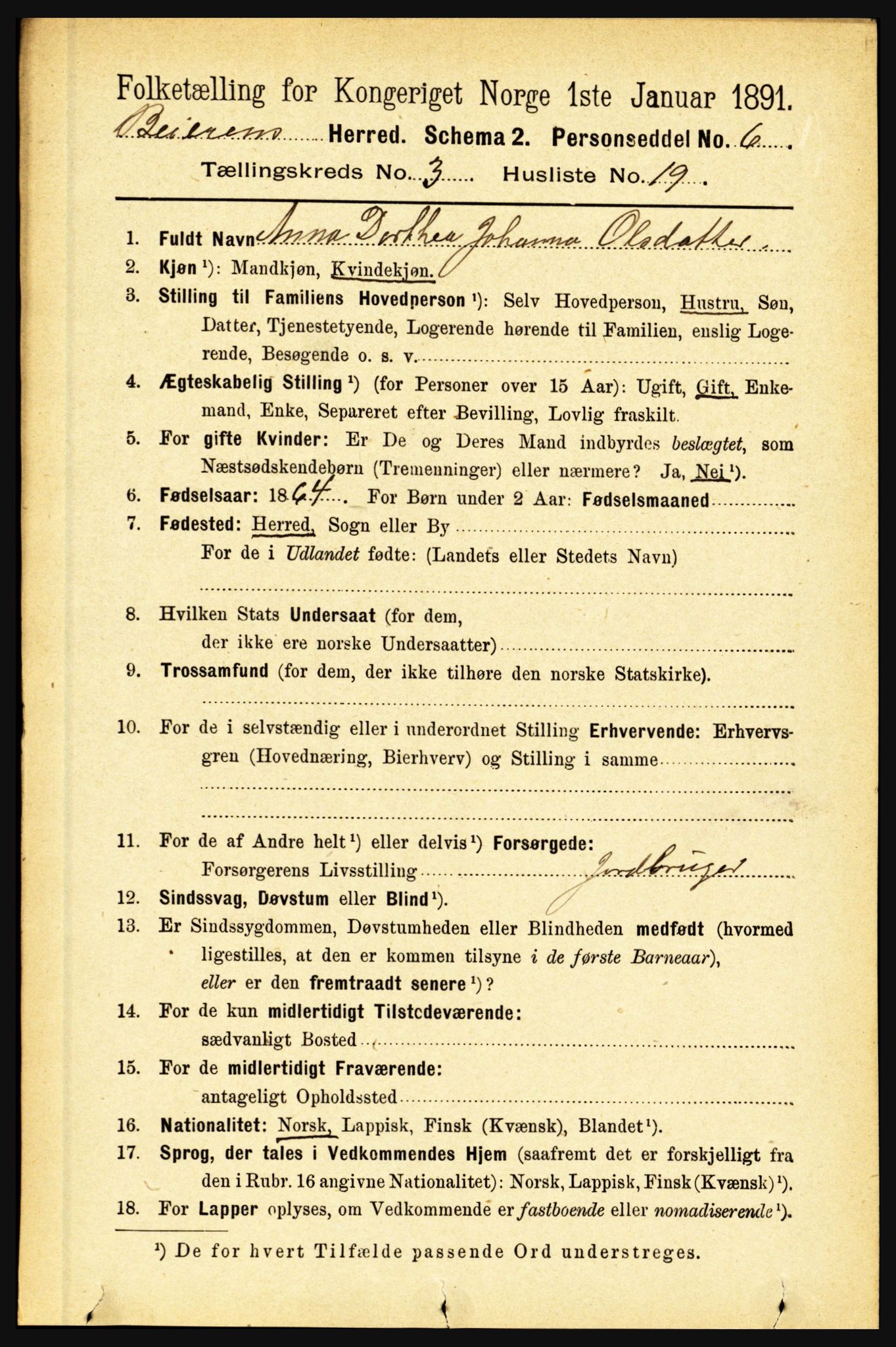 RA, 1891 census for 1839 Beiarn, 1891, p. 1137