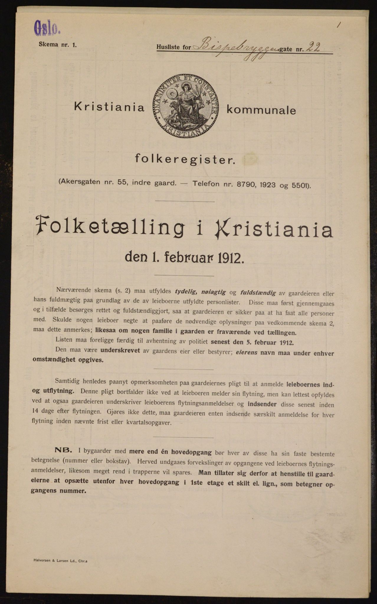 OBA, Municipal Census 1912 for Kristiania, 1912, p. 5201