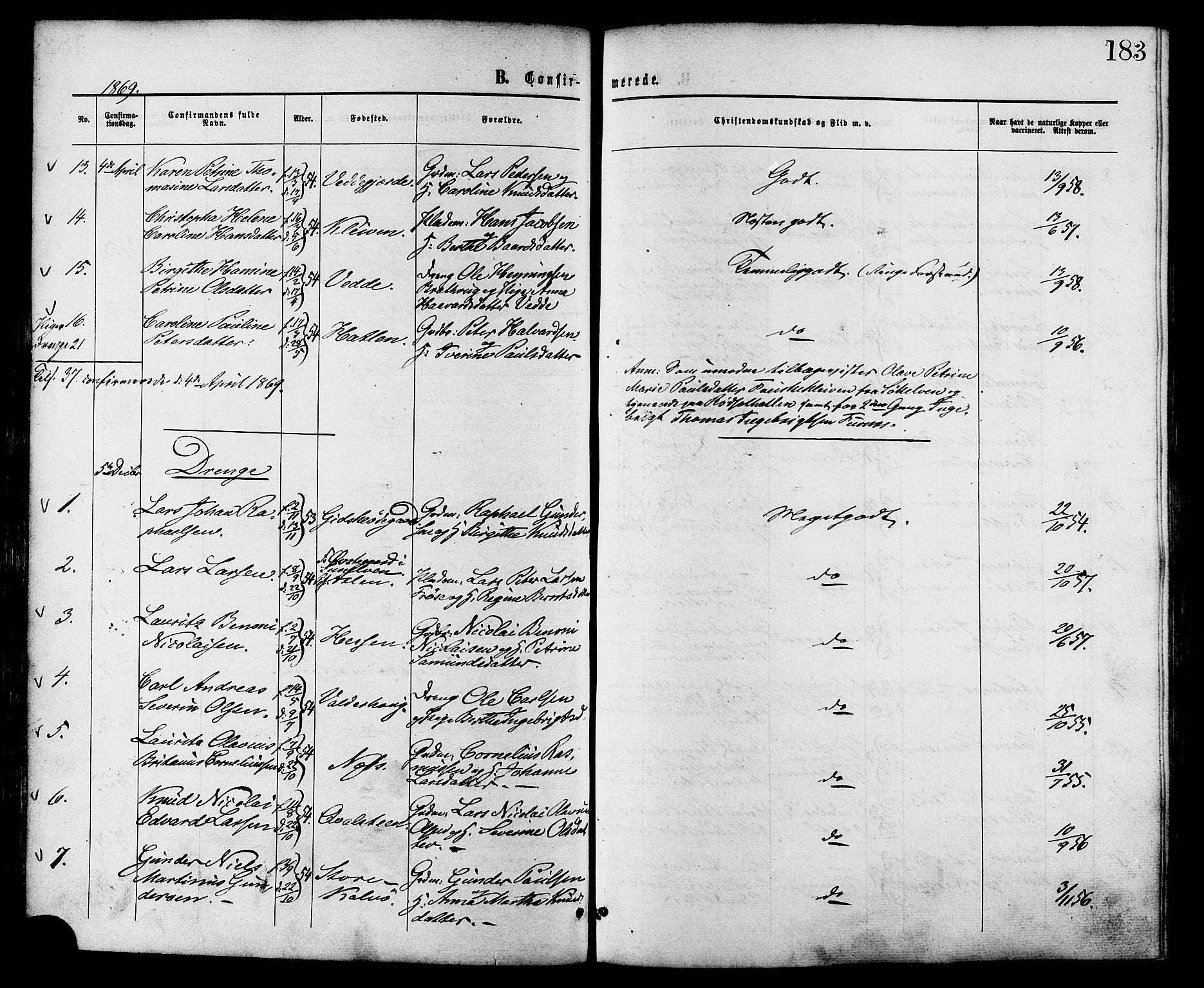 Ministerialprotokoller, klokkerbøker og fødselsregistre - Møre og Romsdal, AV/SAT-A-1454/528/L0399: Parish register (official) no. 528A10, 1864-1879, p. 183