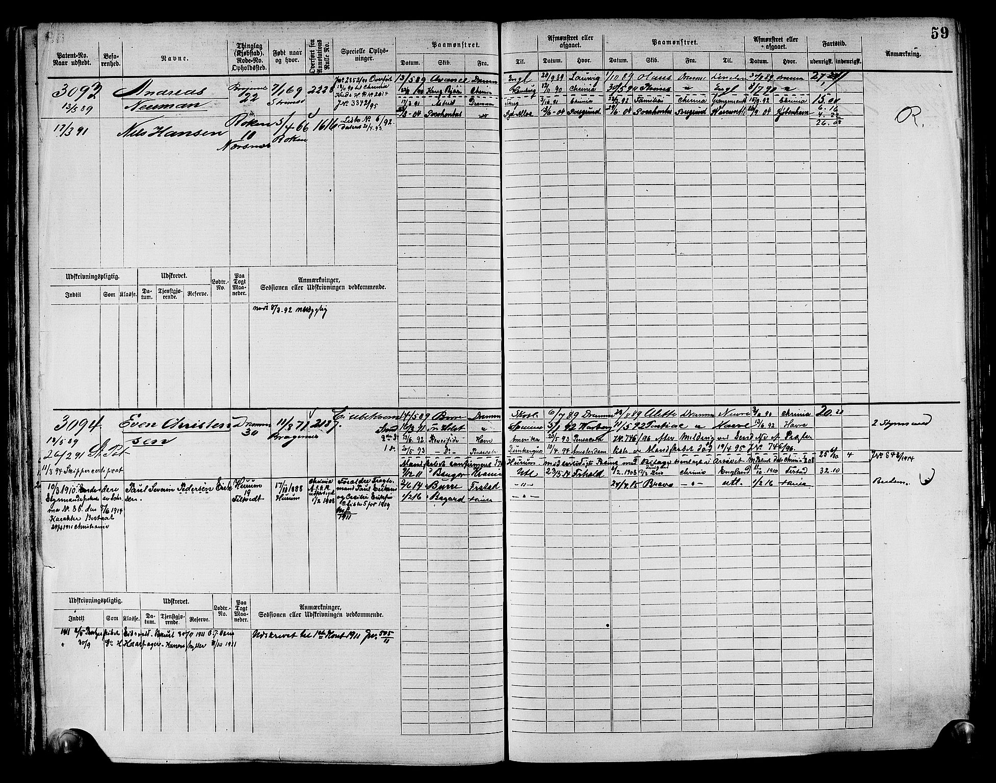 Drammen innrulleringsdistrikt, SAKO/A-781/F/Fc/L0004: Hovedrulle, 1885, p. 62