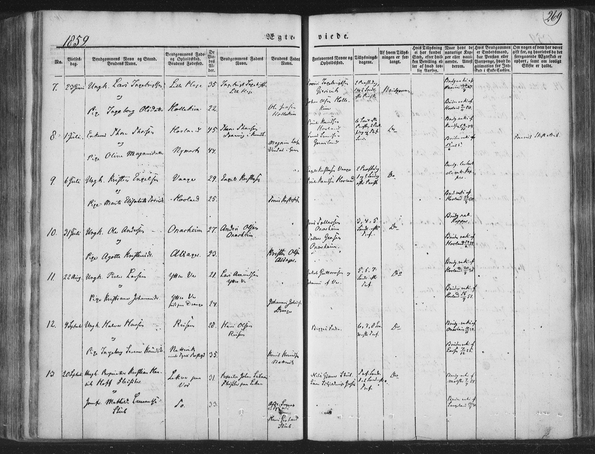 Tysnes sokneprestembete, AV/SAB-A-78601/H/Haa: Parish register (official) no. A 10, 1848-1859, p. 269