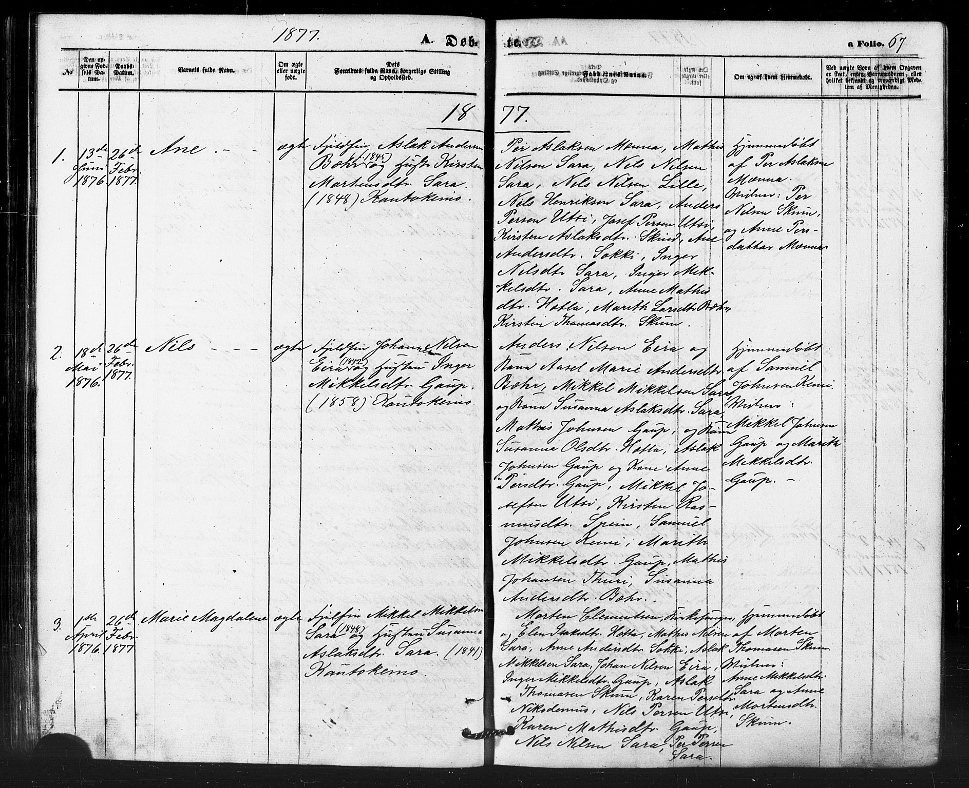 Kautokeino sokneprestembete, SATØ/S-1340/H/Ha/L0003.kirke: Parish register (official) no. 3, 1862-1879, p. 67
