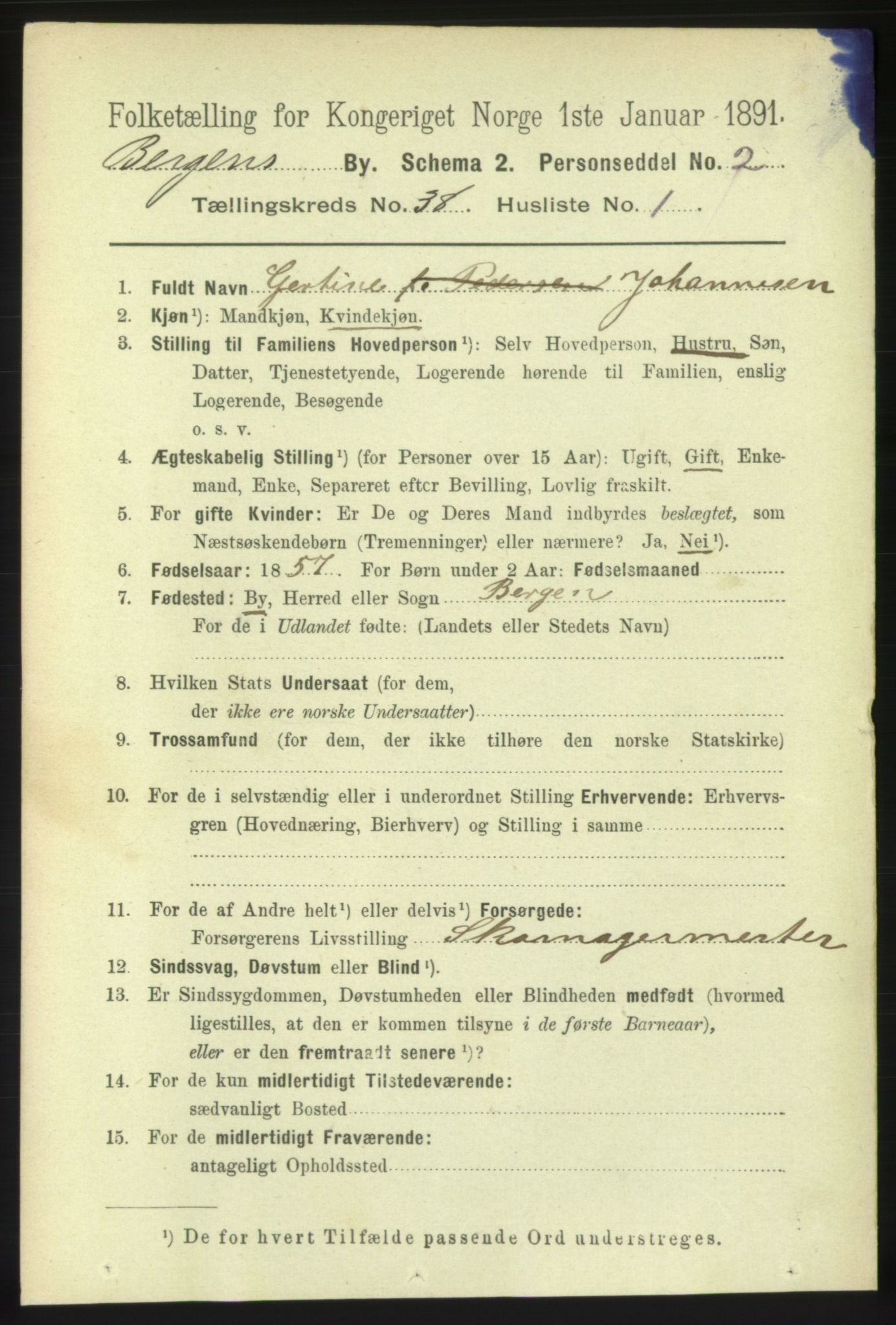 RA, 1891 Census for 1301 Bergen, 1891, p. 45561