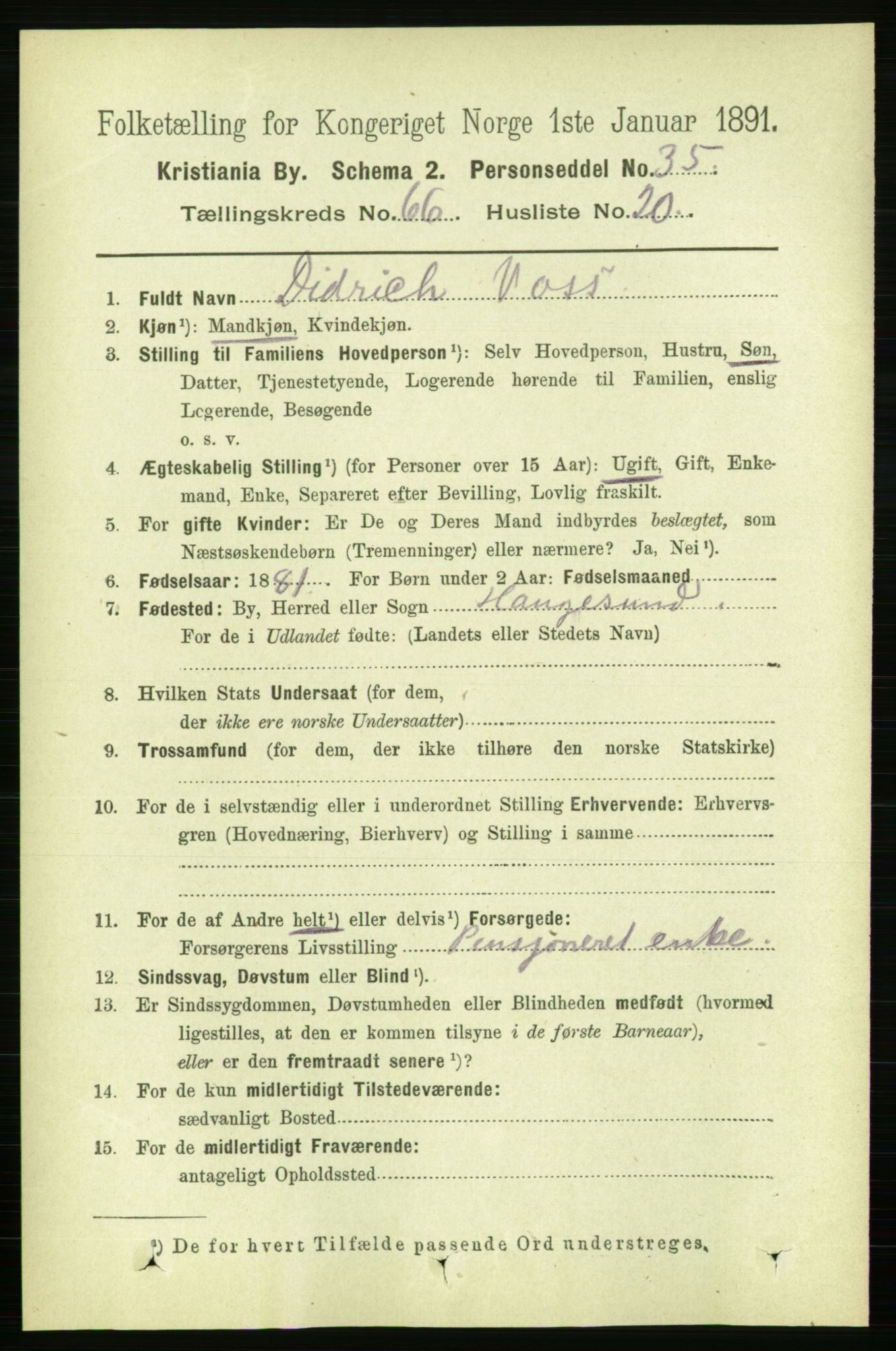 RA, 1891 census for 0301 Kristiania, 1891, p. 36001