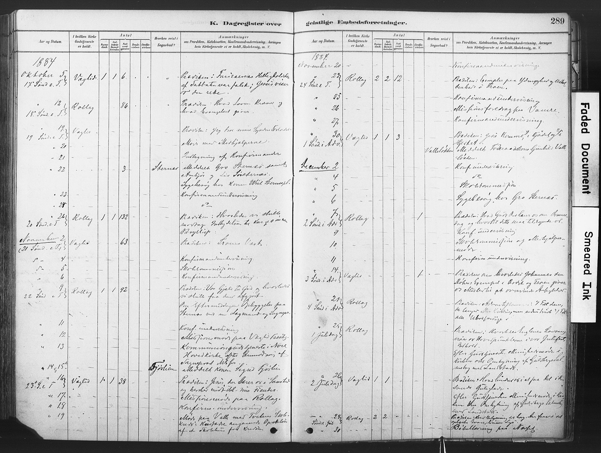 Rollag kirkebøker, AV/SAKO-A-240/F/Fa/L0011: Parish register (official) no. I 11, 1878-1902, p. 289