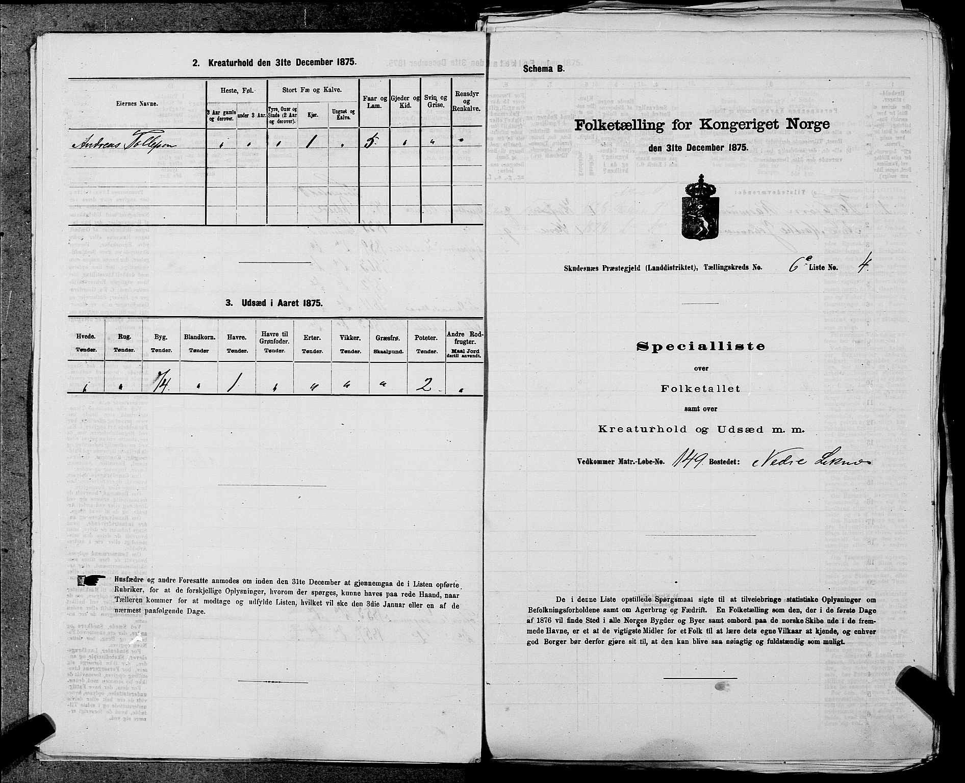 SAST, 1875 census for 1150L Skudenes/Falnes, Åkra og Ferkingstad, 1875, p. 717