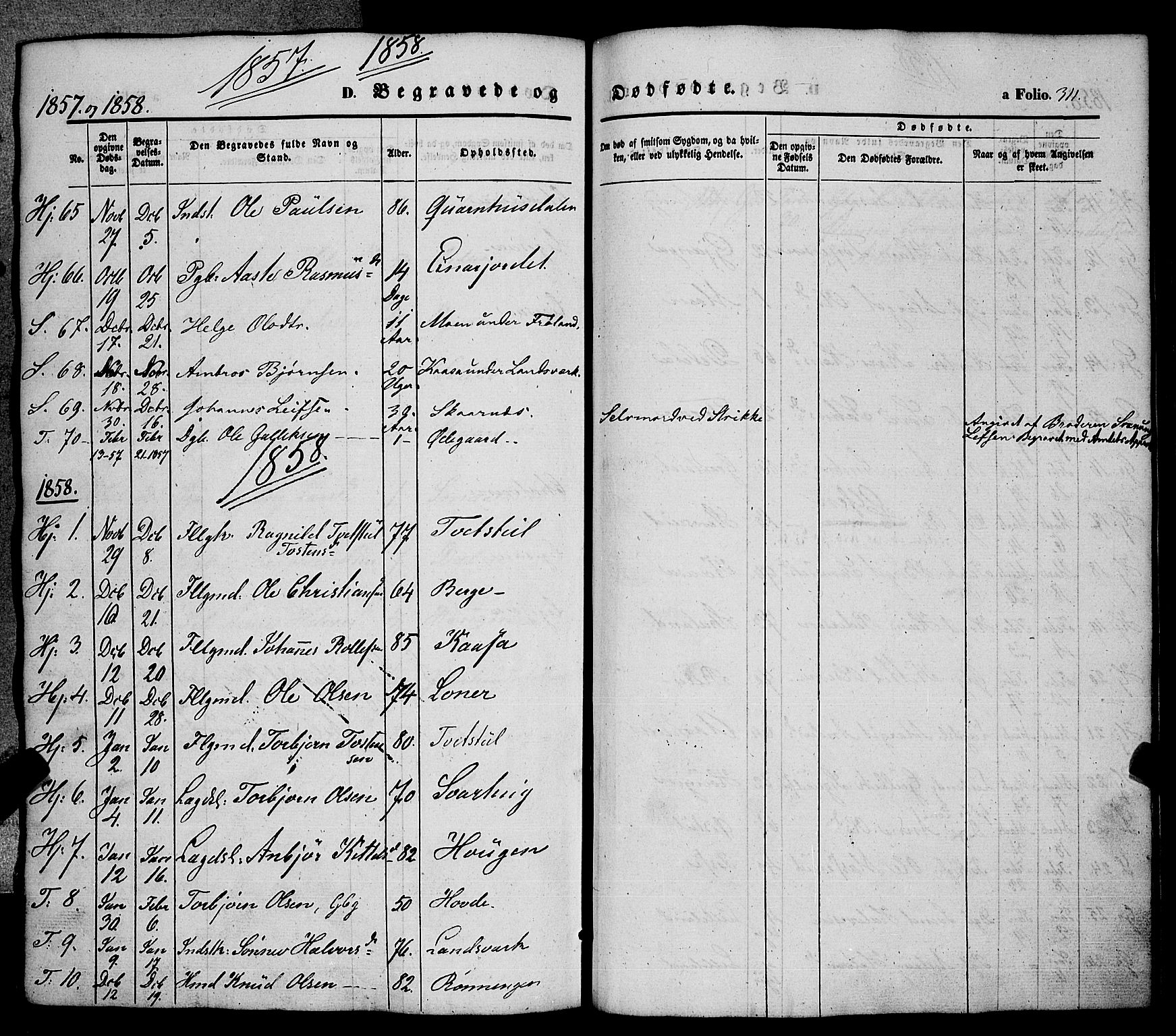 Hjartdal kirkebøker, SAKO/A-270/F/Fa/L0008: Parish register (official) no. I 8, 1844-1859, p. 311
