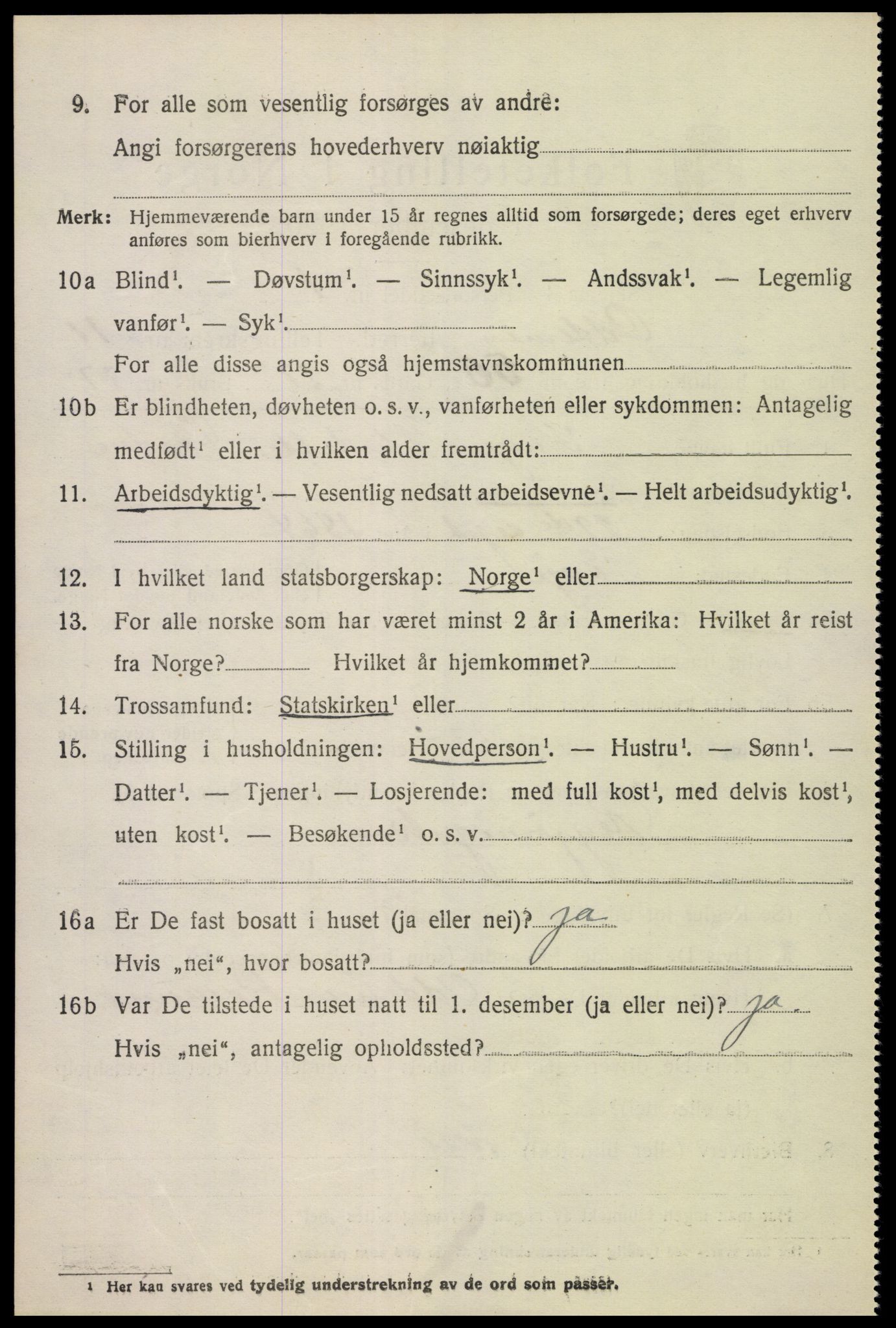 SAK, 1920 census for Oddernes, 1920, p. 7600