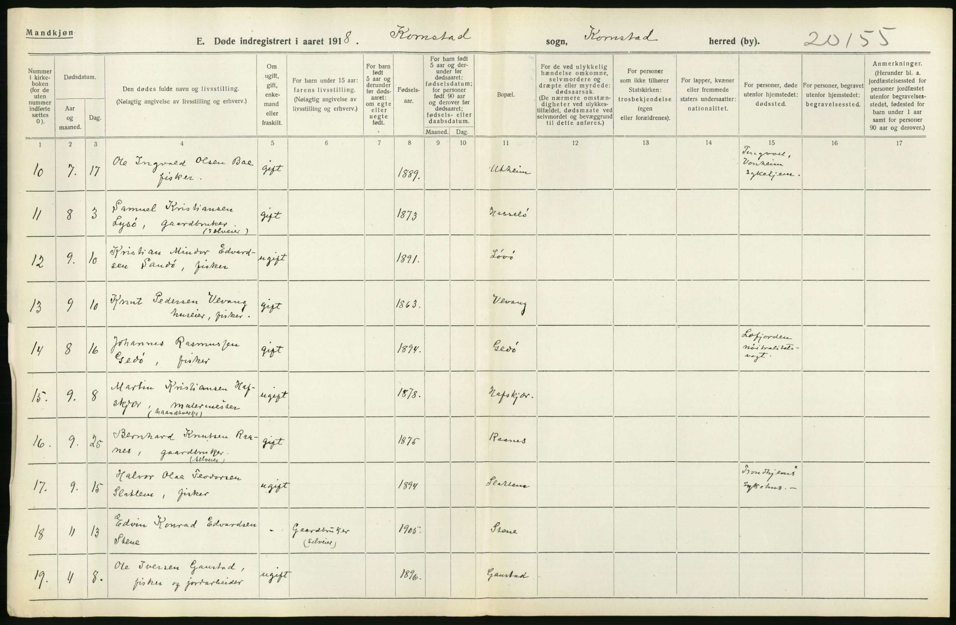 Statistisk sentralbyrå, Sosiodemografiske emner, Befolkning, AV/RA-S-2228/D/Df/Dfb/Dfbh/L0045: Møre fylke: Døde. Bygder og byer., 1918, p. 474