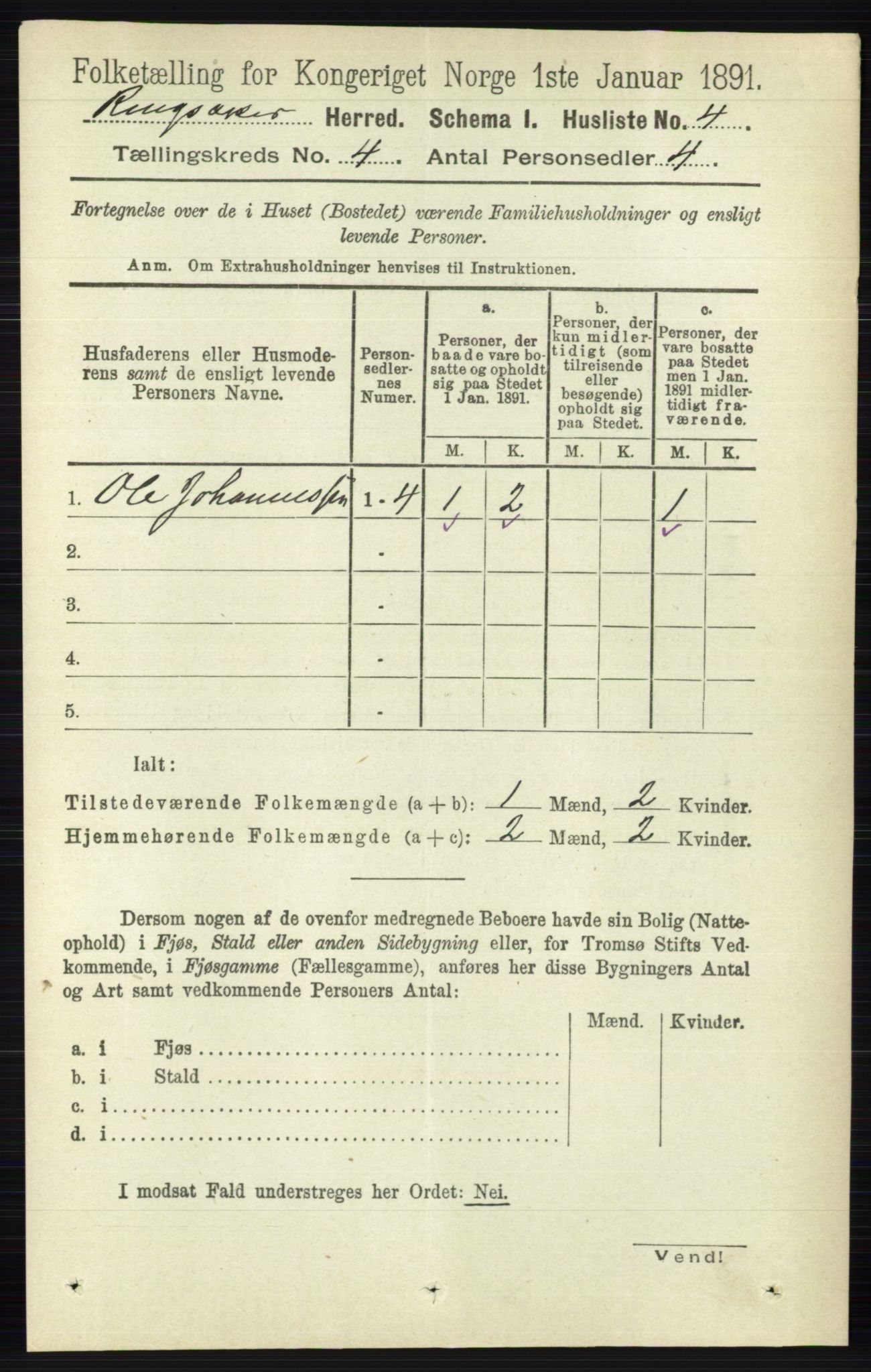 RA, 1891 census for 0412 Ringsaker, 1891, p. 1685