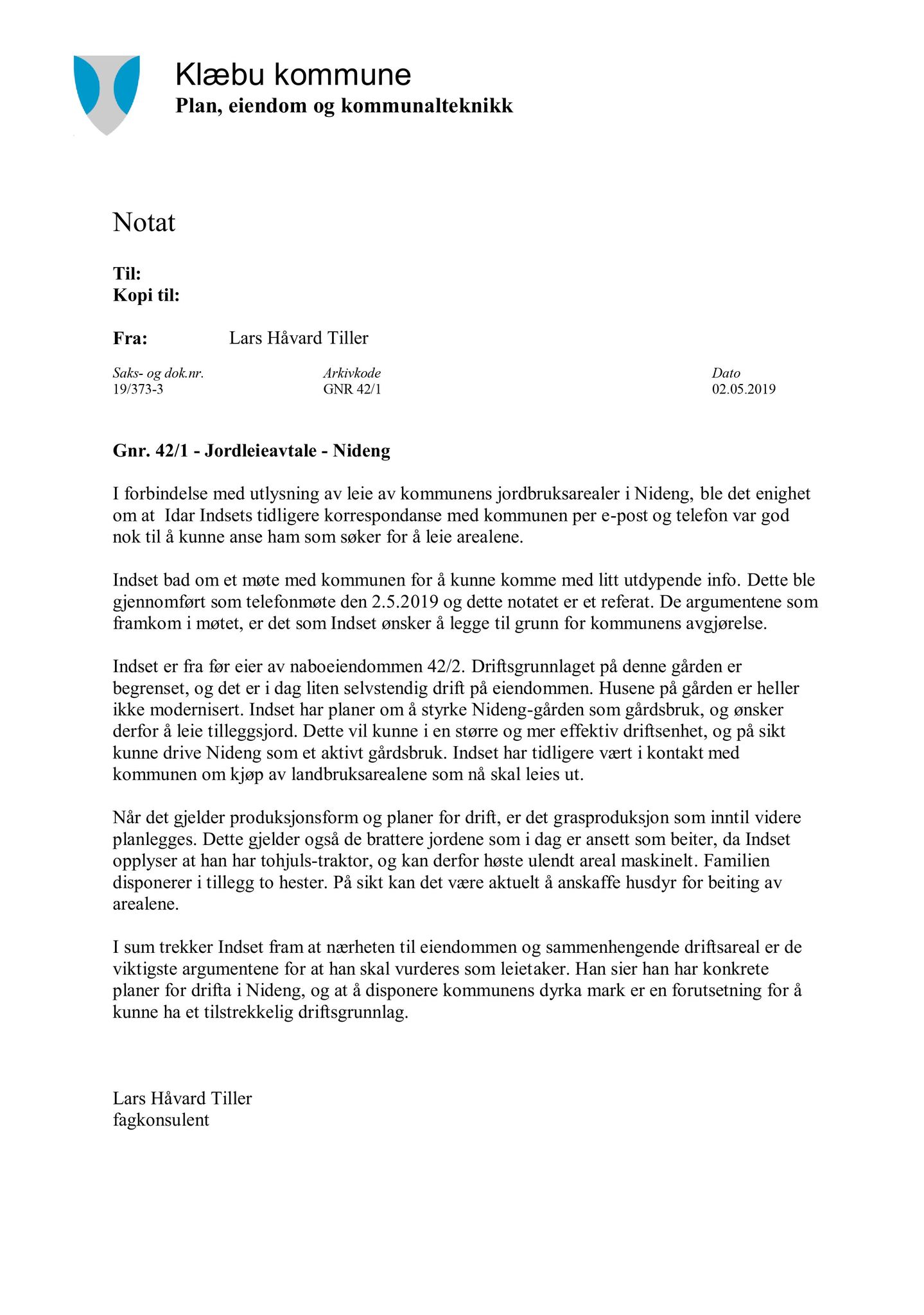 Klæbu Kommune, TRKO/KK/06-UM/L006: Utvalg for miljø - Møtedokumenter 2019, 2019, p. 143