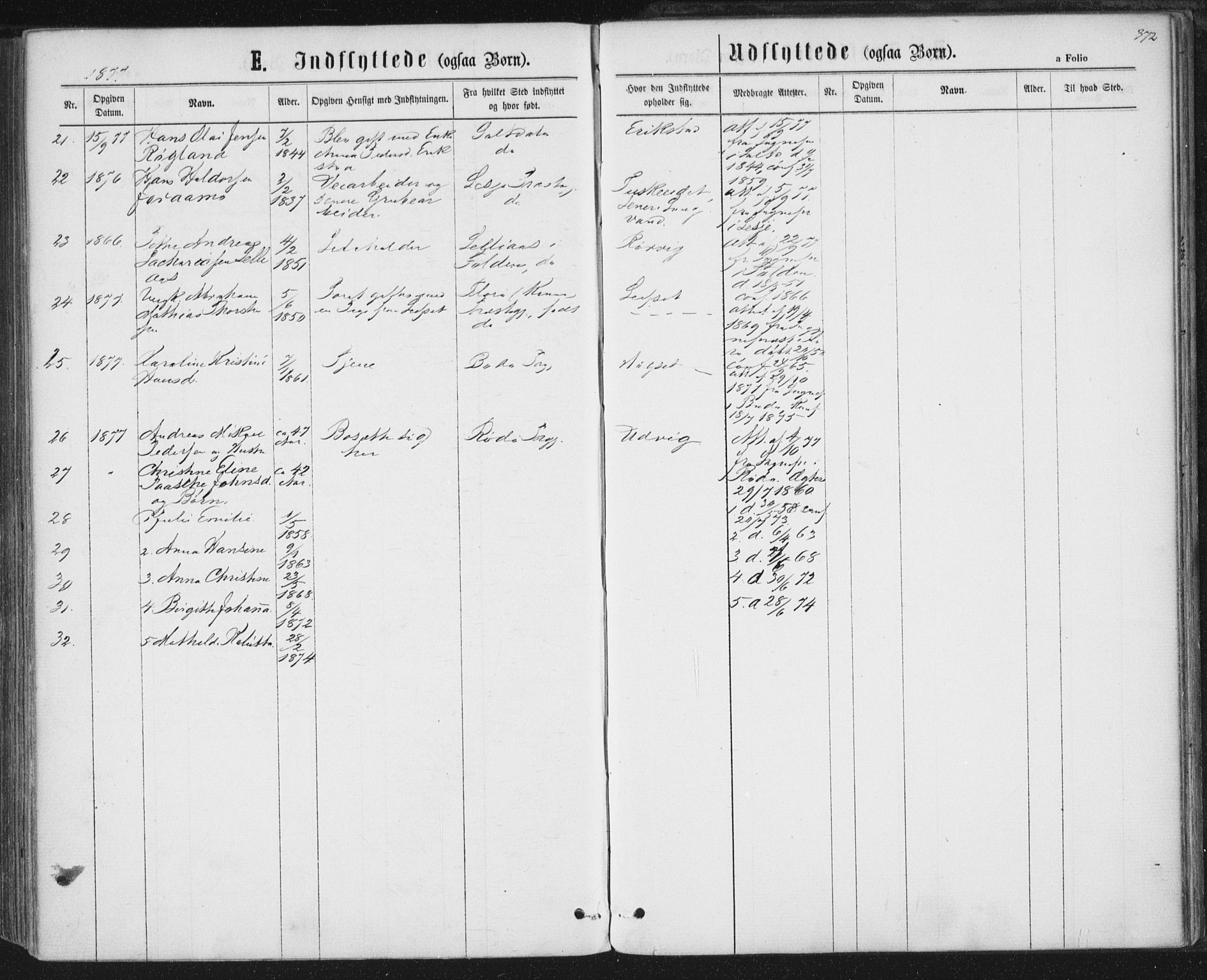 Ministerialprotokoller, klokkerbøker og fødselsregistre - Nordland, AV/SAT-A-1459/852/L0739: Parish register (official) no. 852A09, 1866-1877, p. 372