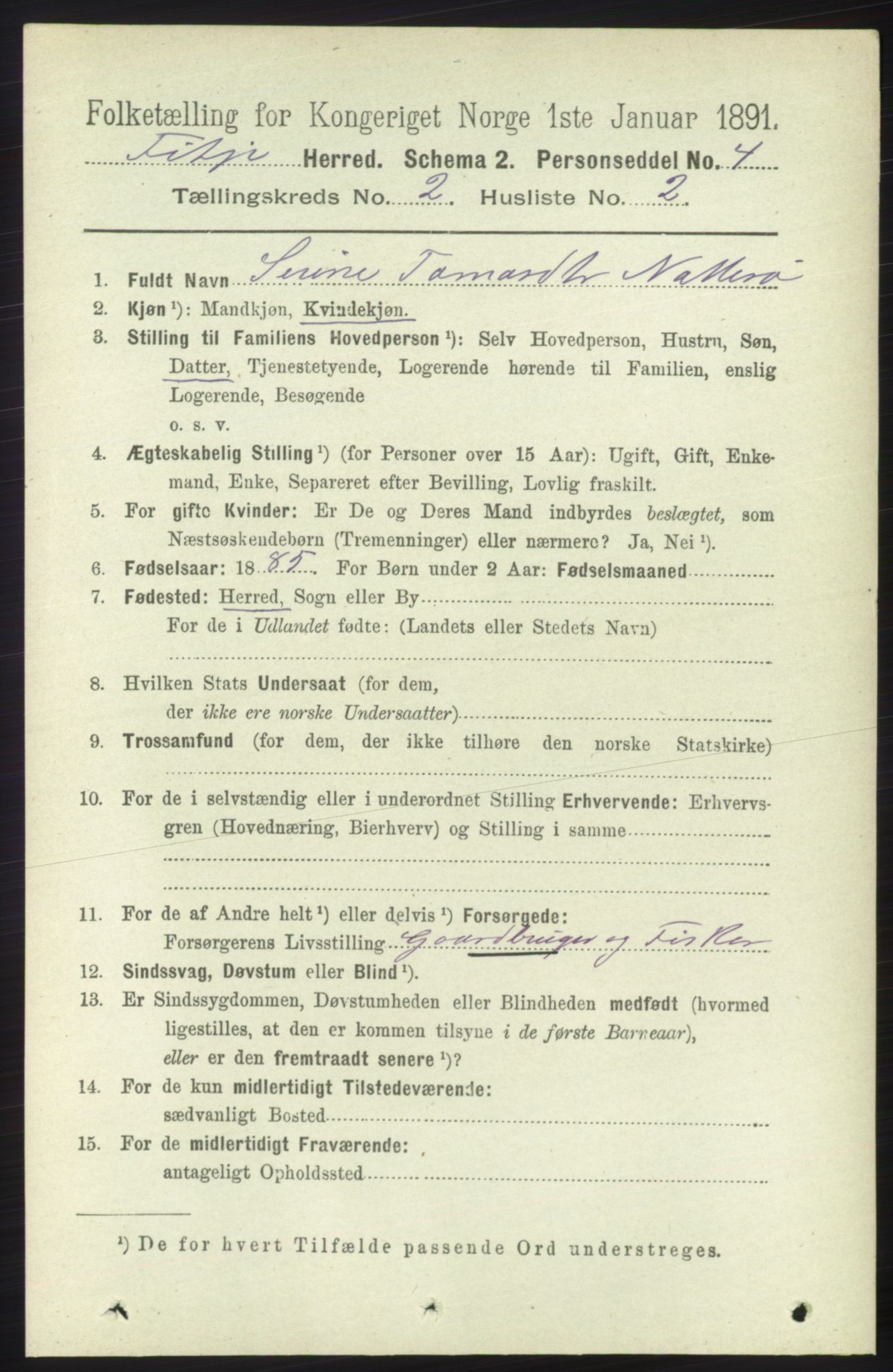 RA, 1891 census for 1222 Fitjar, 1891, p. 652