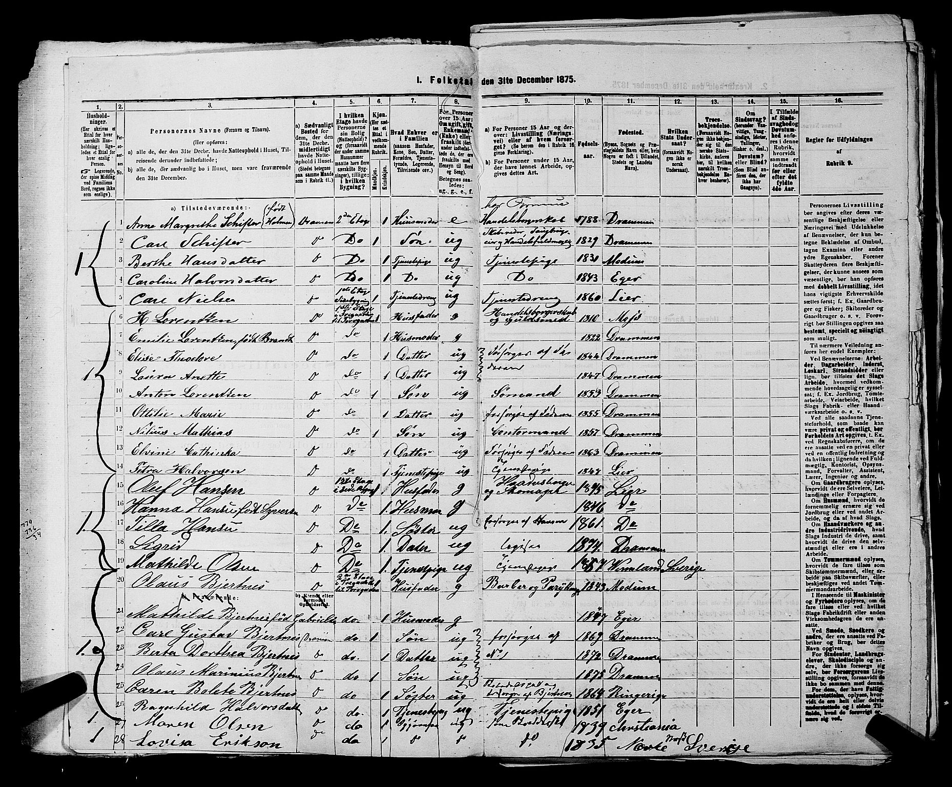 SAKO, 1875 census for 0602 Drammen, 1875, p. 1627